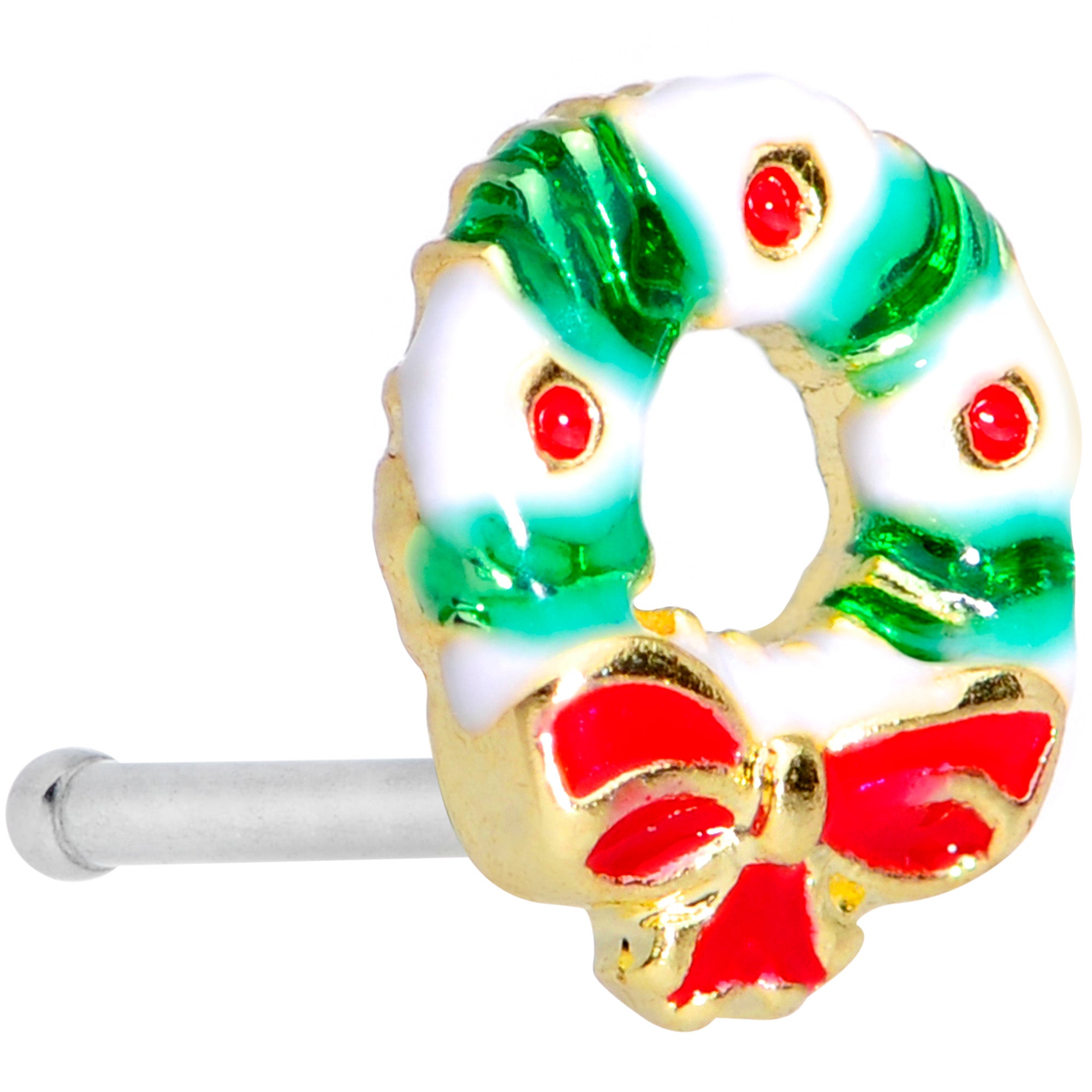 20 Gauge 1/4 Holiday Wreath Christmas Nose Bone