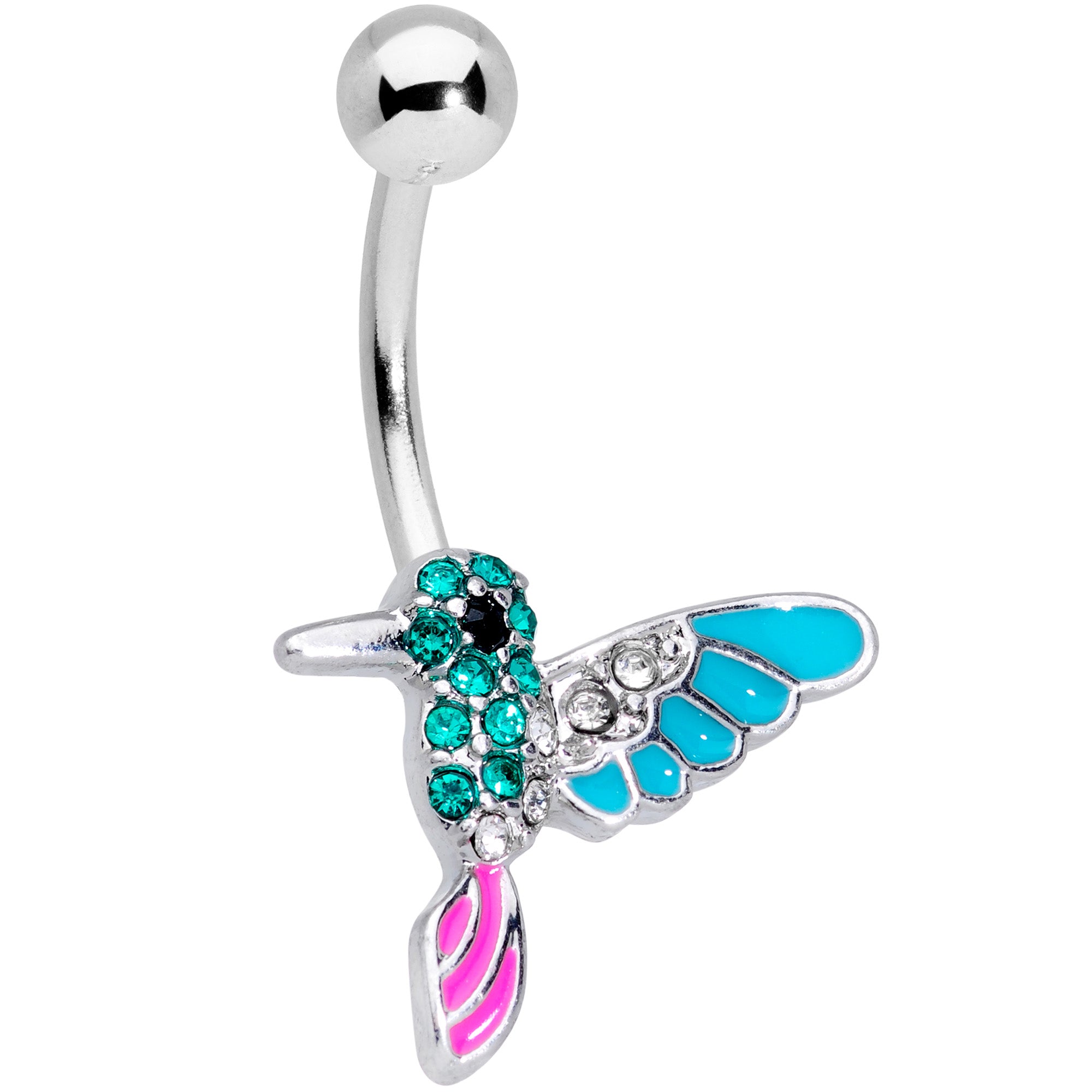 Clear Green Gem Summer Hummingbird Belly Ring