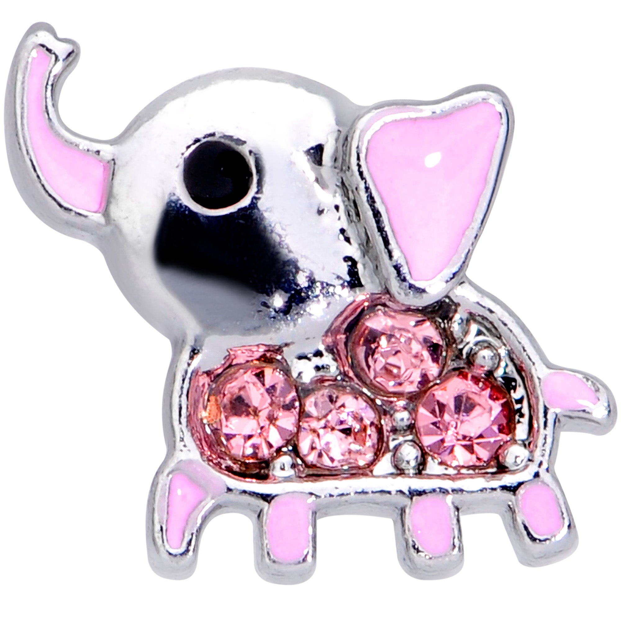 20 Gauge 5/16 Pink Gem Lucky Elephant L Shaped Nose Ring