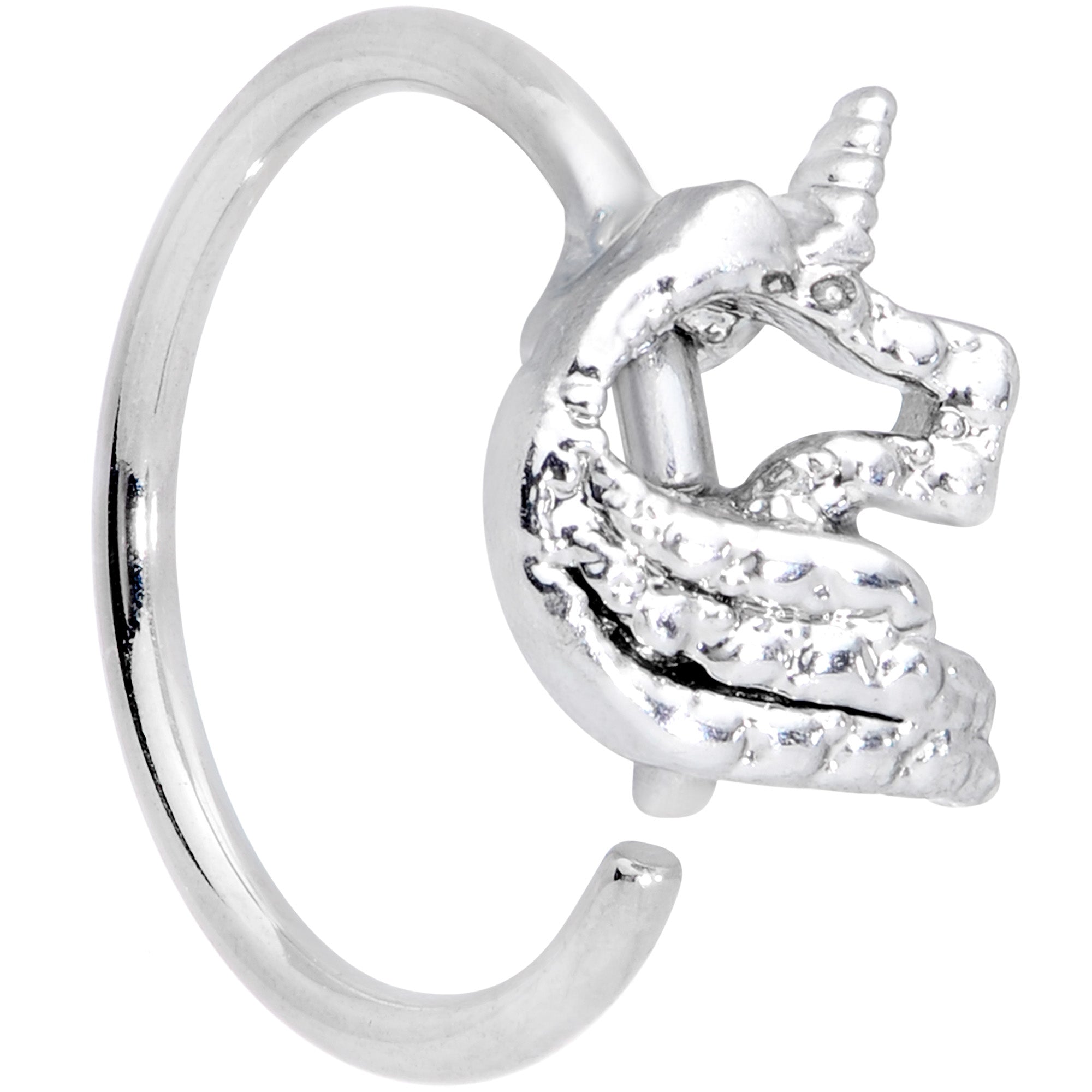 20 Gauge 5/16 Clear CZ Gem Silhouette Unicorn Nose Hoop