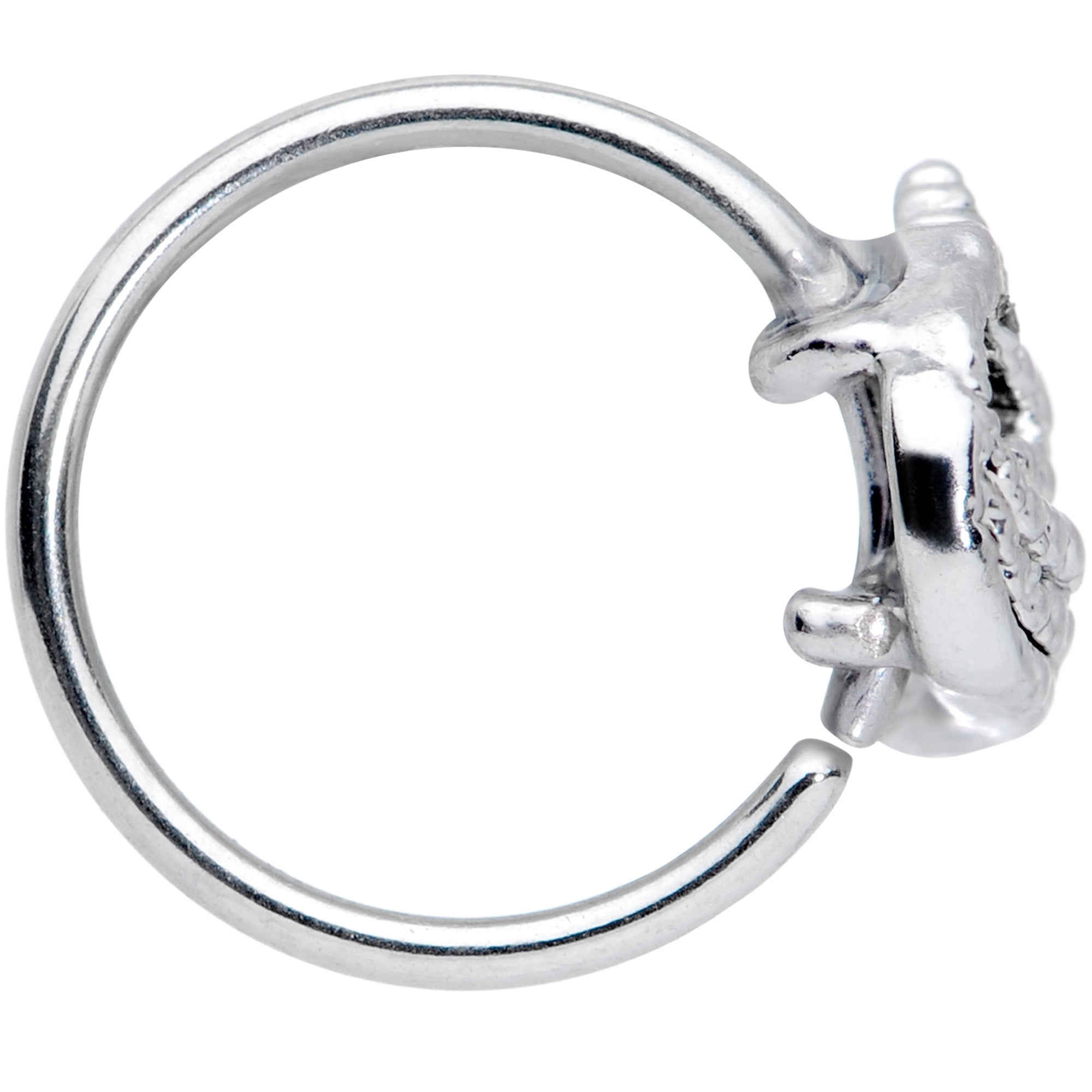 20 Gauge 5/16 Clear CZ Gem Silhouette Unicorn Nose Hoop