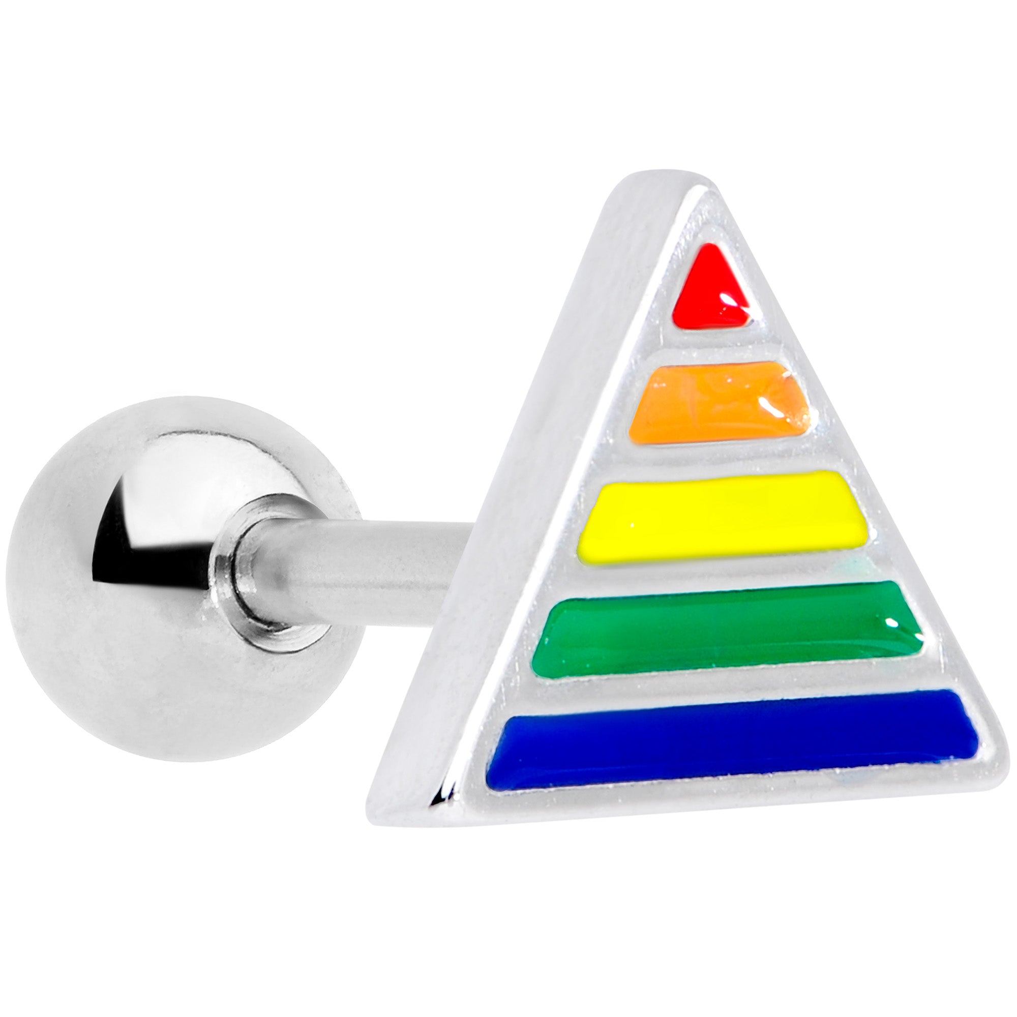 16 Gauge 1/4 Rainbow Pride Triangle Cartilage Tragus Earring