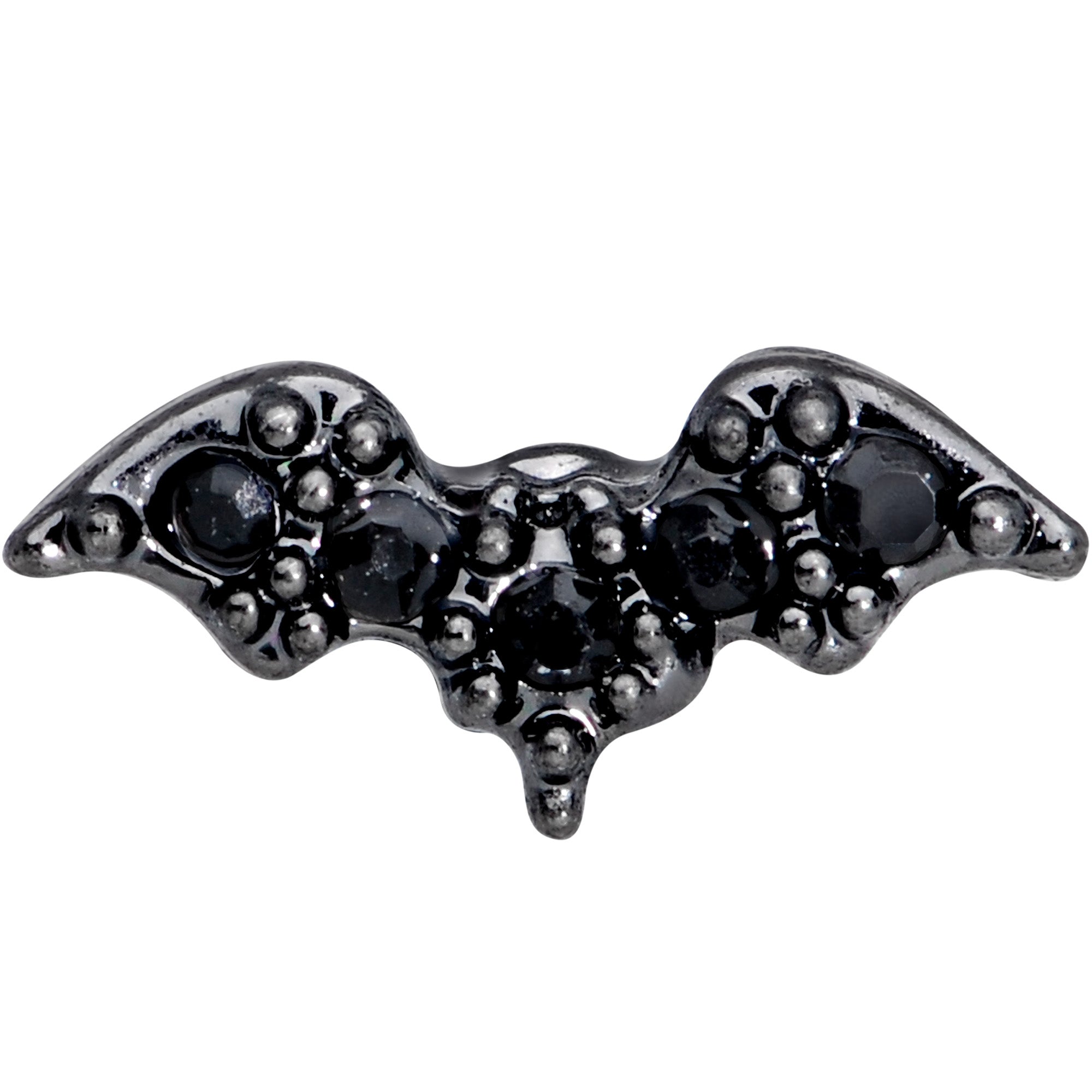 16 Gauge 1/4 Black Gem Black Bat Halloween Cartilage Tragus Earring