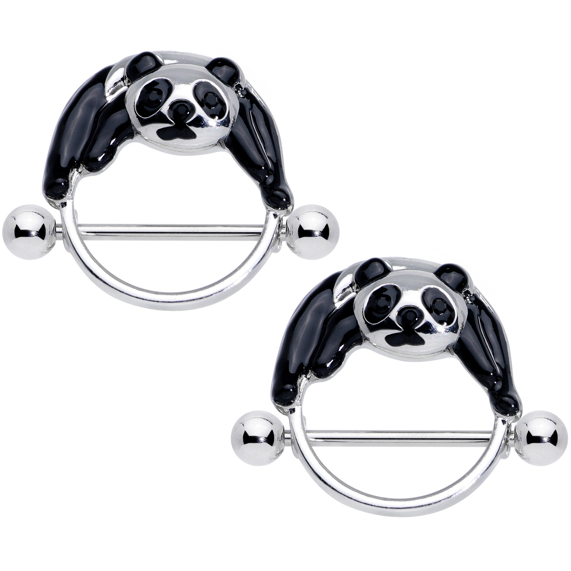 14 Gauge 7/8 Black Hugging Panda Nipple Shield Set