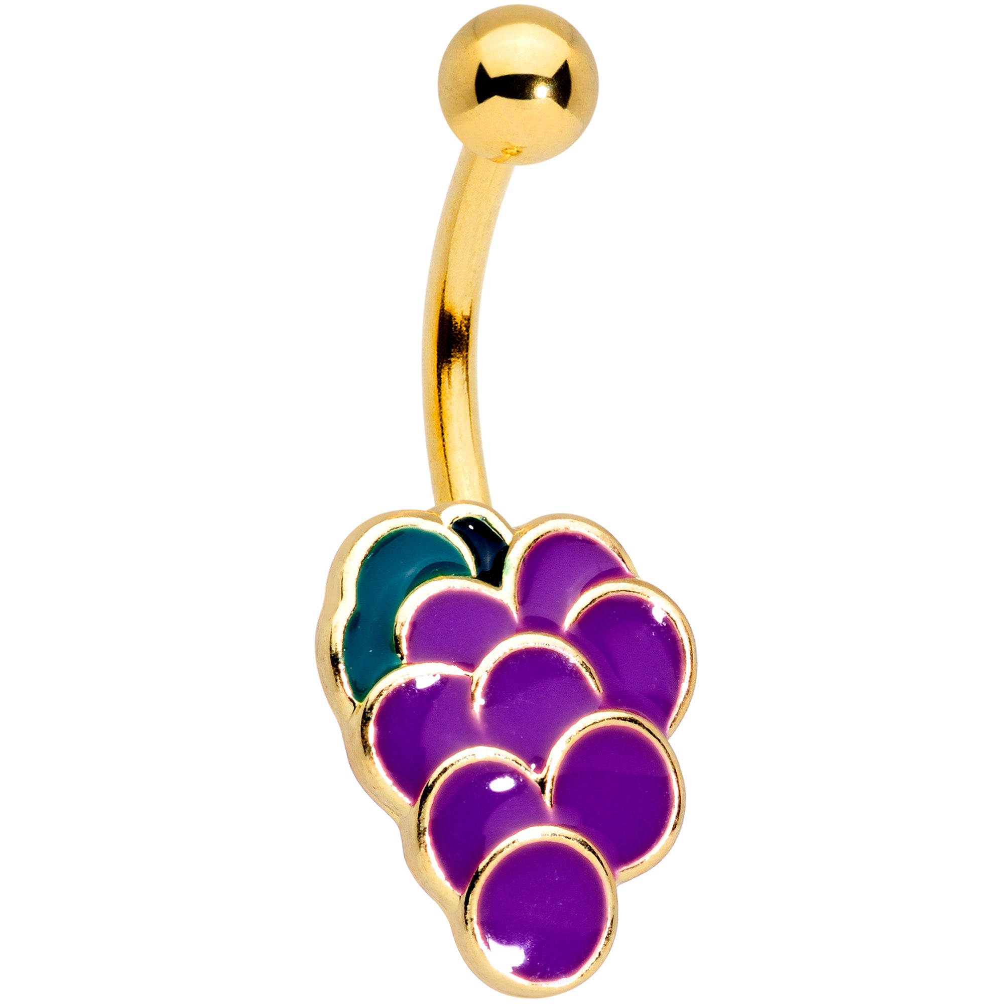 Gold Tone Sweet Fruit Purple Grapes Belly Ring