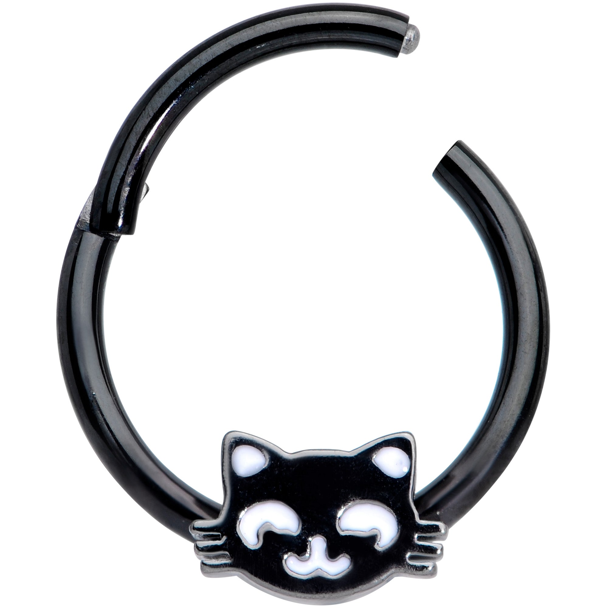 16 Gauge 3/8 Black Cat Halloween Hinged Septum Clicker