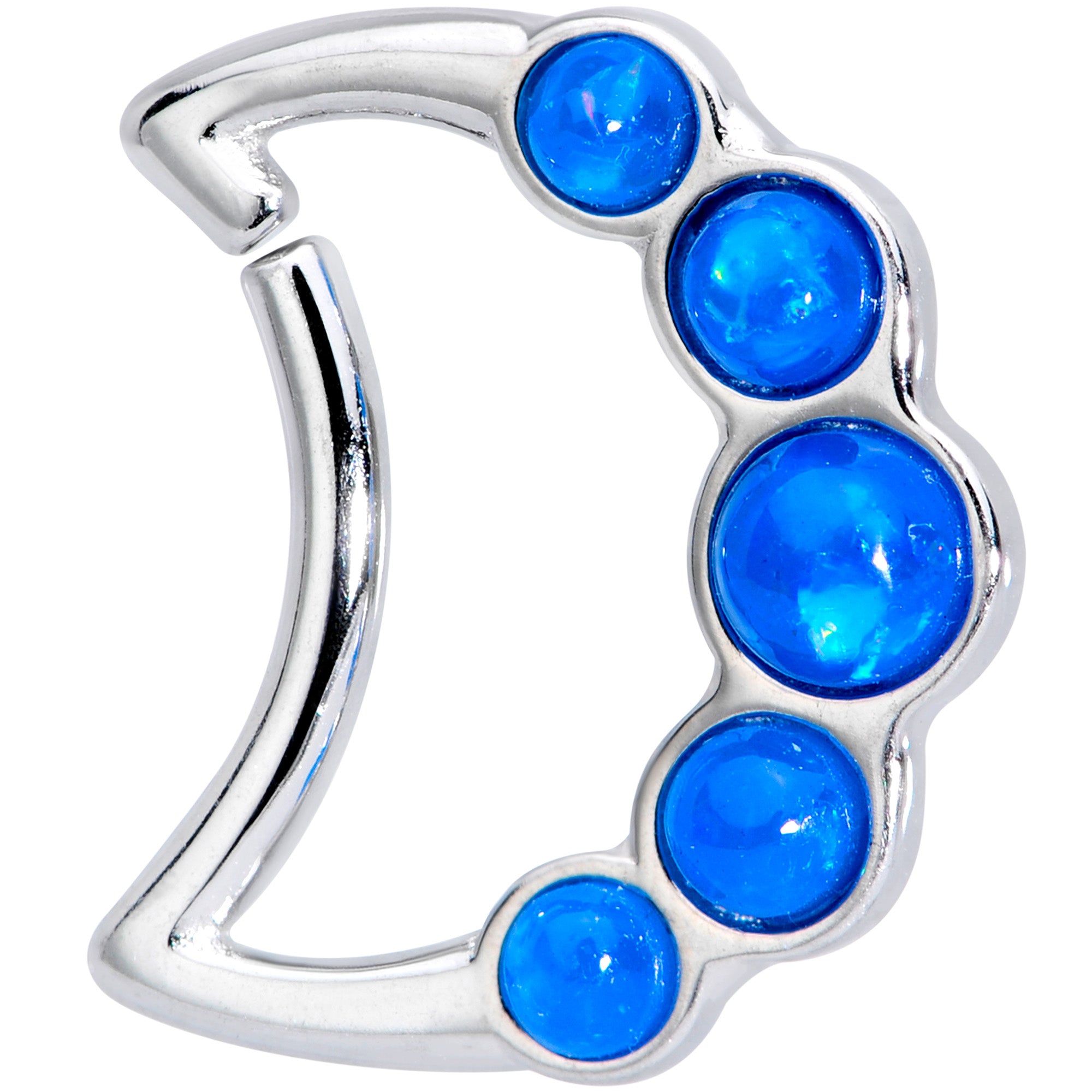 16 Gauge 3/8 Blue Orb Moon Left Ear Closure Ring