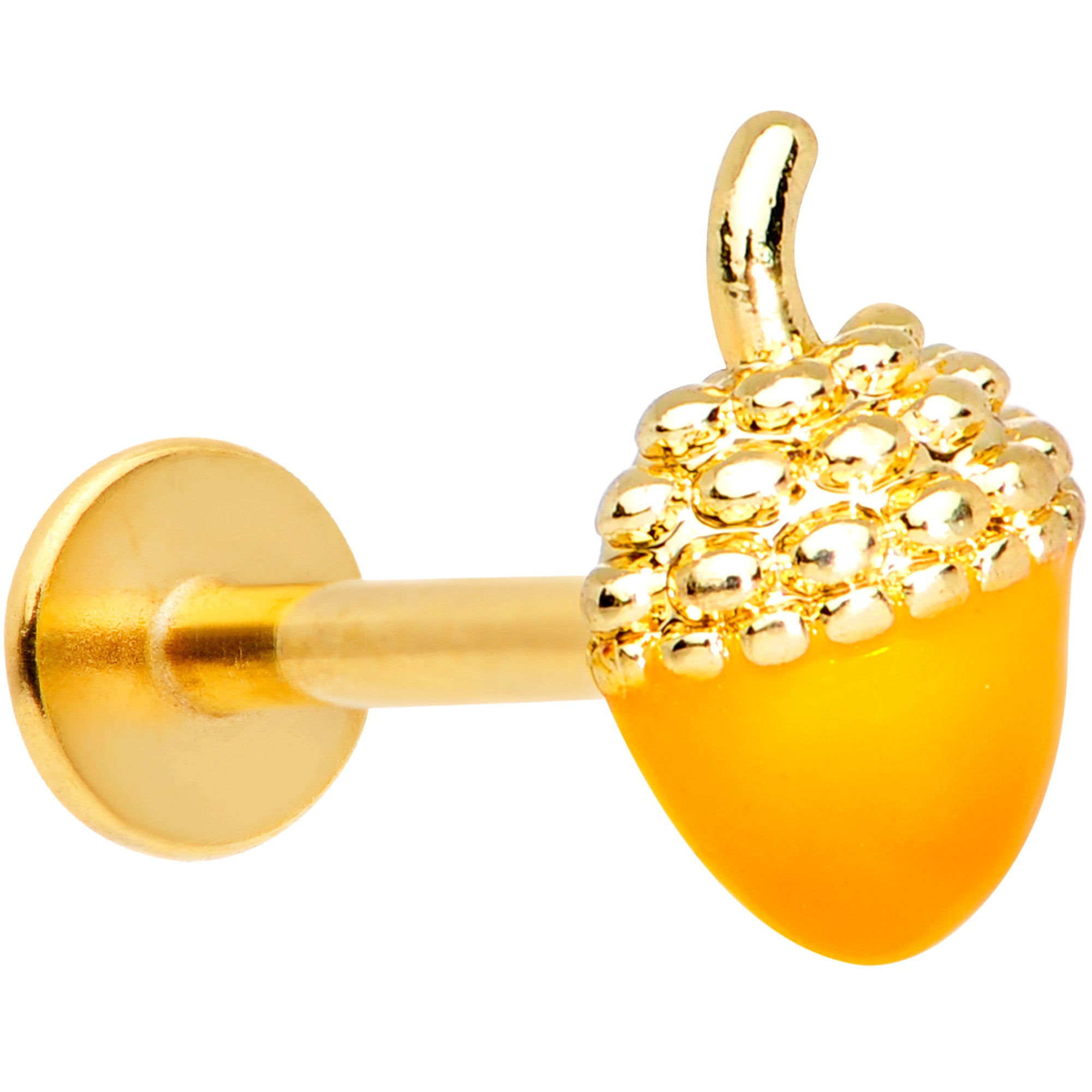 16 Gauge 5/16 Gold Tone Orange Acorn Labret Monroe Tragus