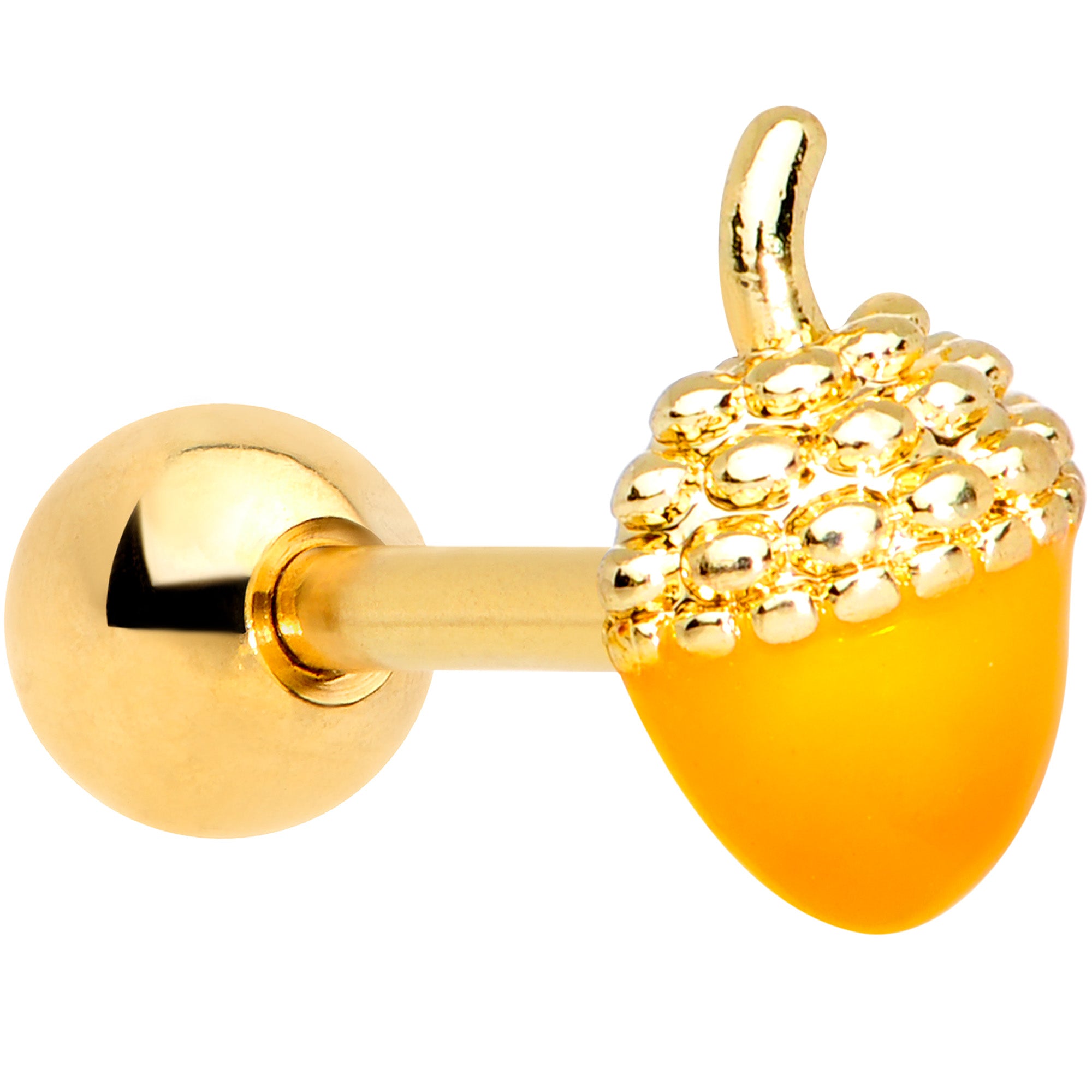 16 Gauge 1/4 Gold Tone Orange Acorn Cartilage Tragus