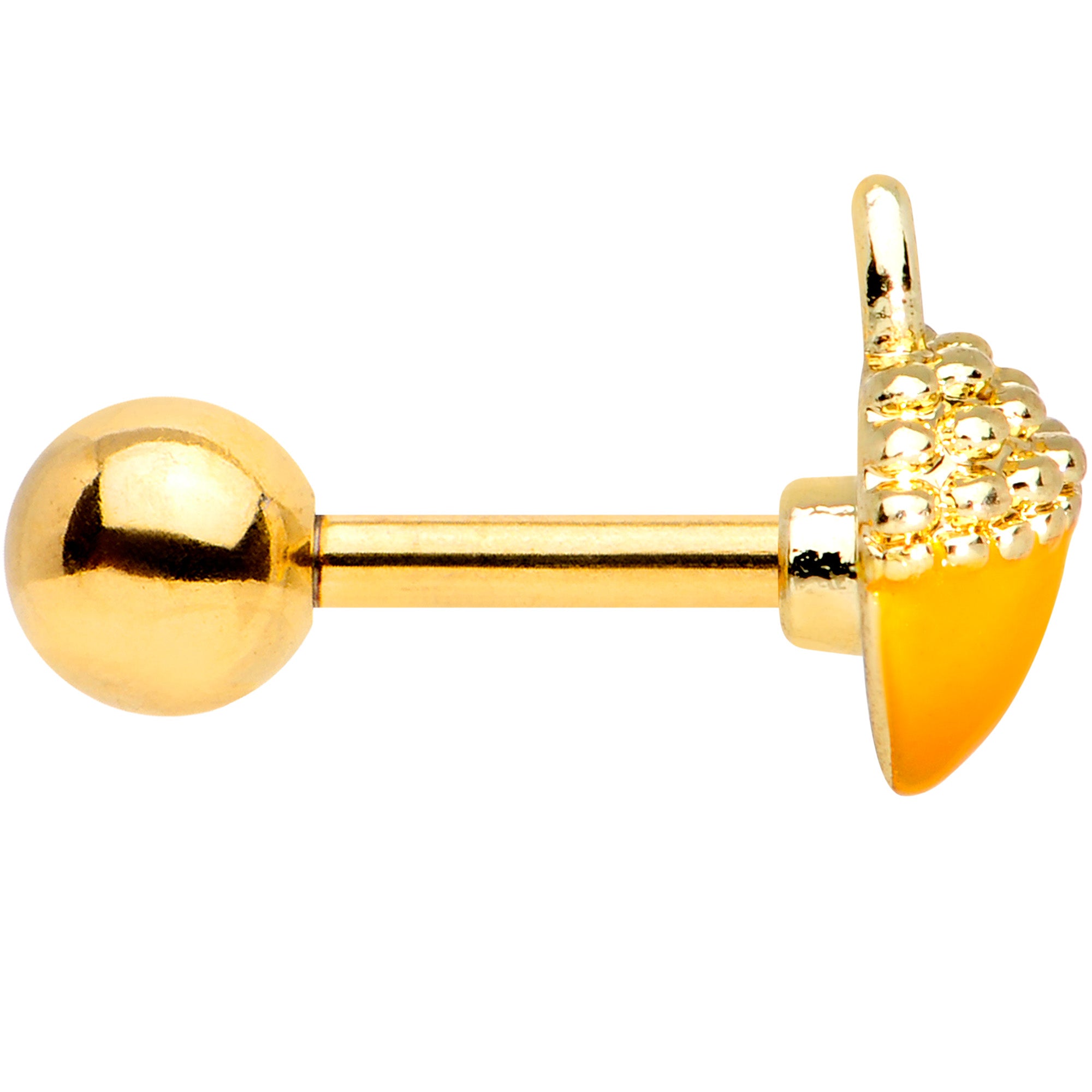 16 Gauge 1/4 Gold Tone Orange Acorn Cartilage Tragus