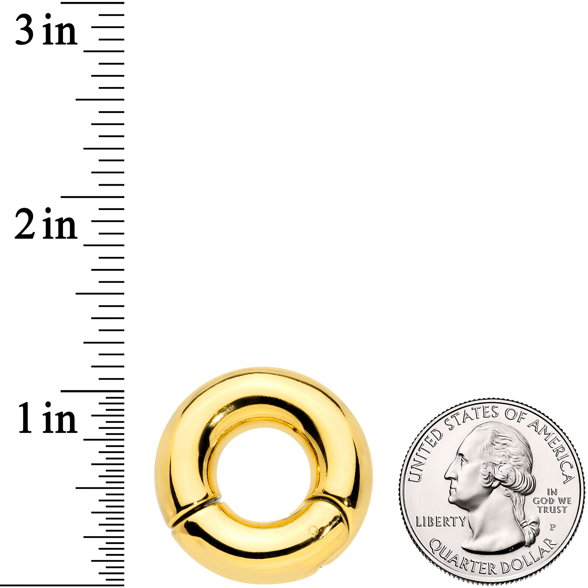 0 Gauge 1/2 Gold Tone PVD Steel Hinged Segment Ring