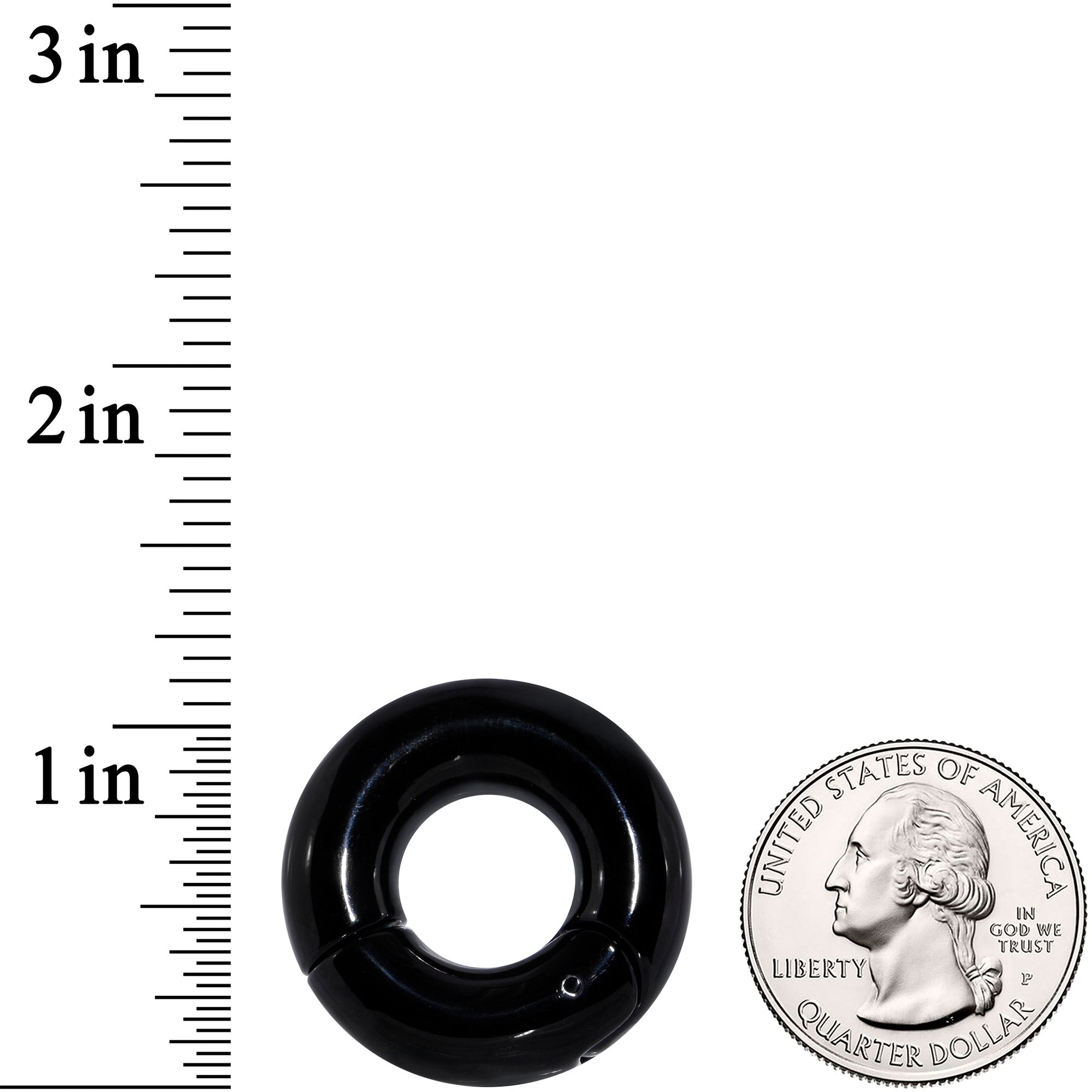 0 Gauge 1/2 Black PVD Steel Hinged Segment Ring