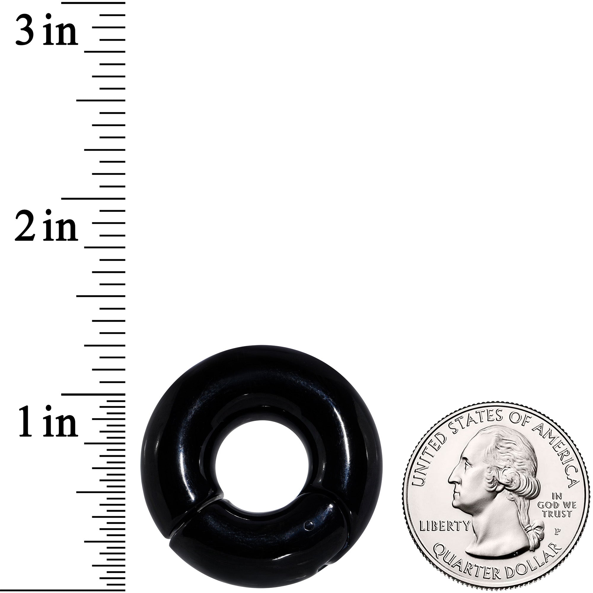 00 Gauge 1/2 Black PVD Steel Hinged Segment Ring