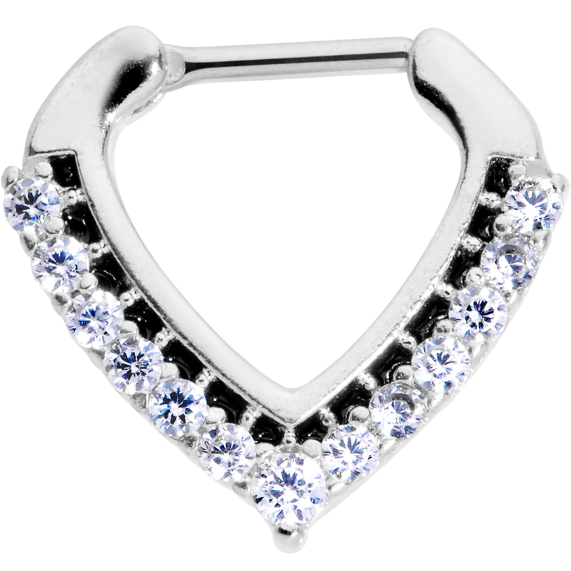 16 Gauge 5/16 Clear CZ Gem Chevron Septum Clicker