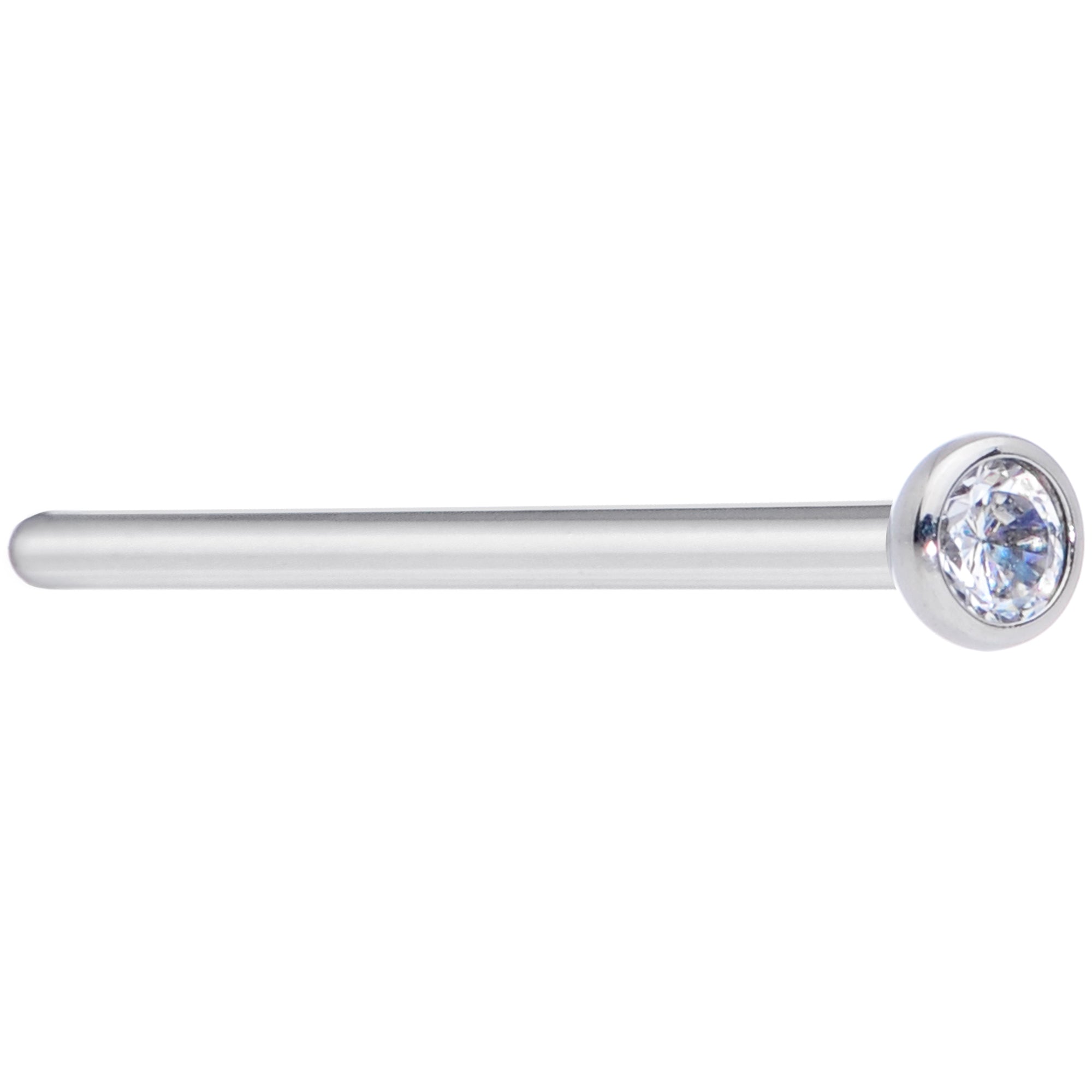 18 Gauge 3/4 Clear CZ Gem Grade 23 Titanium Fishtail Nose Ring 3mm