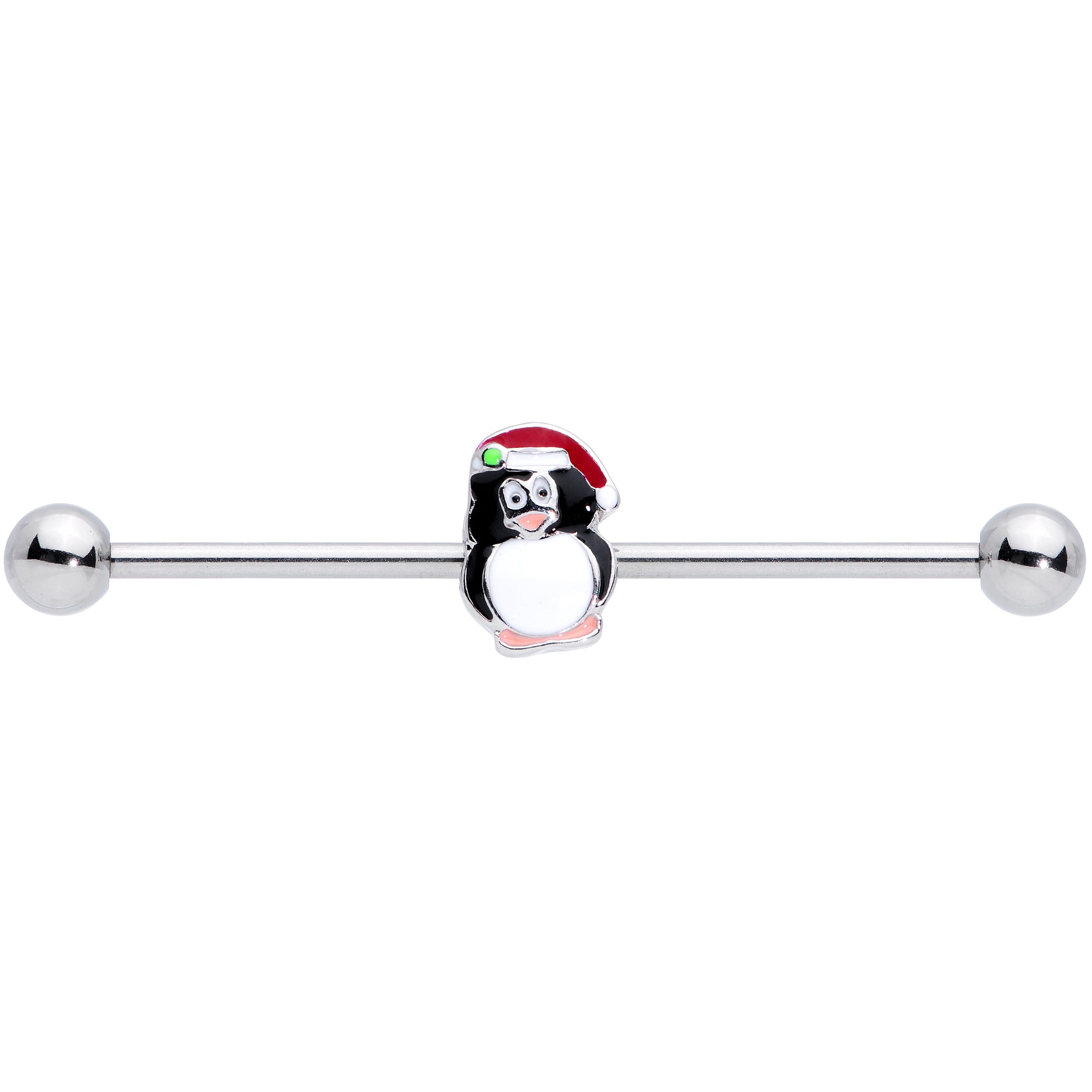 14 Gauge Santa Hat Penguin Christmas Industrial Barbell 38mm