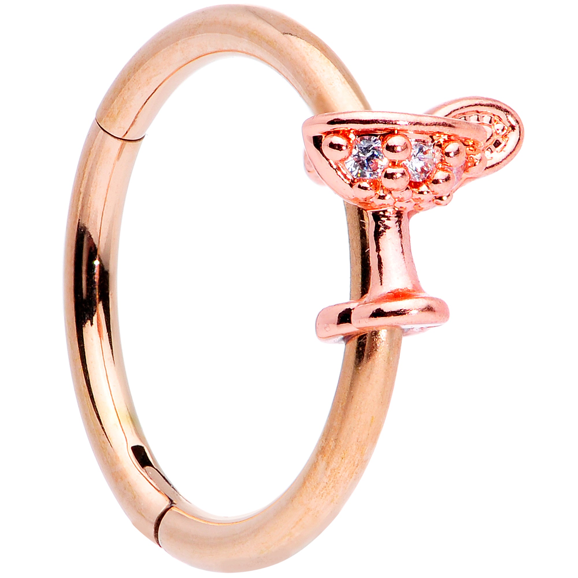 16 Gauge 3/8 Clear Gem Rose Gold Tone Cocktail New Year Septum Clicker