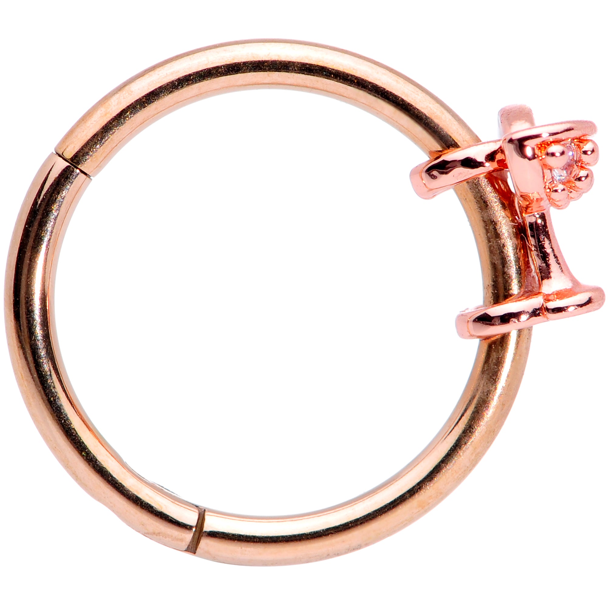 16 Gauge 3/8 Clear Gem Rose Gold Tone Cocktail New Year Septum Clicker