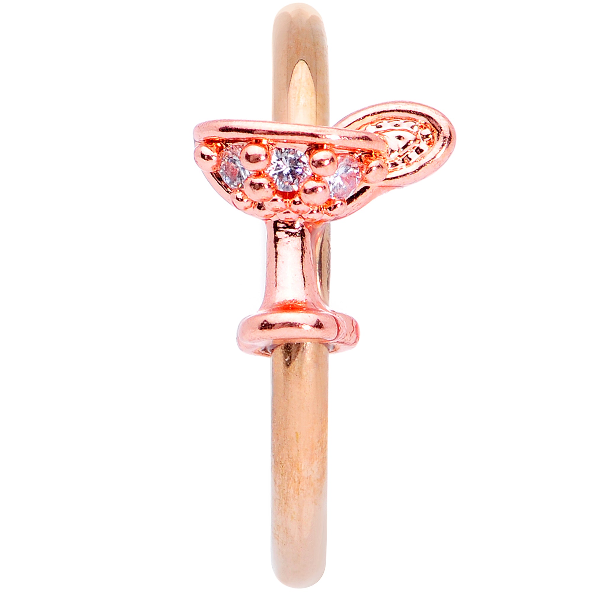 16 Gauge 3/8 Clear Gem Rose Gold Tone Cocktail New Year Septum Clicker