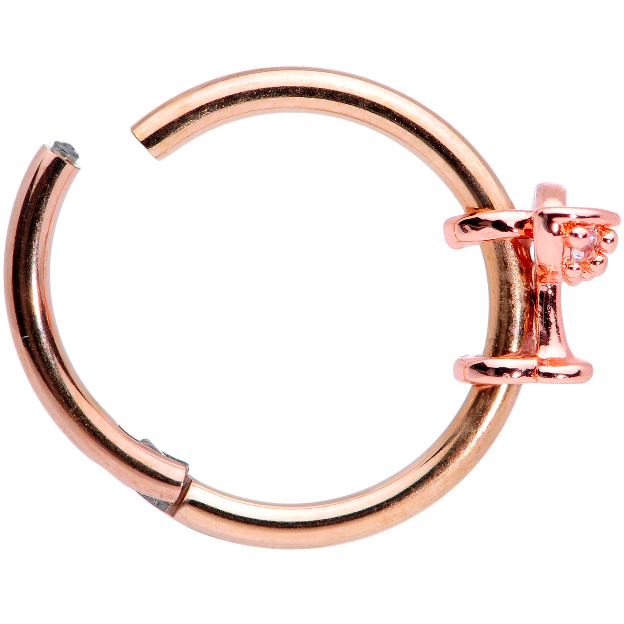 16 Gauge 3/8 Clear Gem Rose Gold Tone Cocktail New Year Septum Clicker