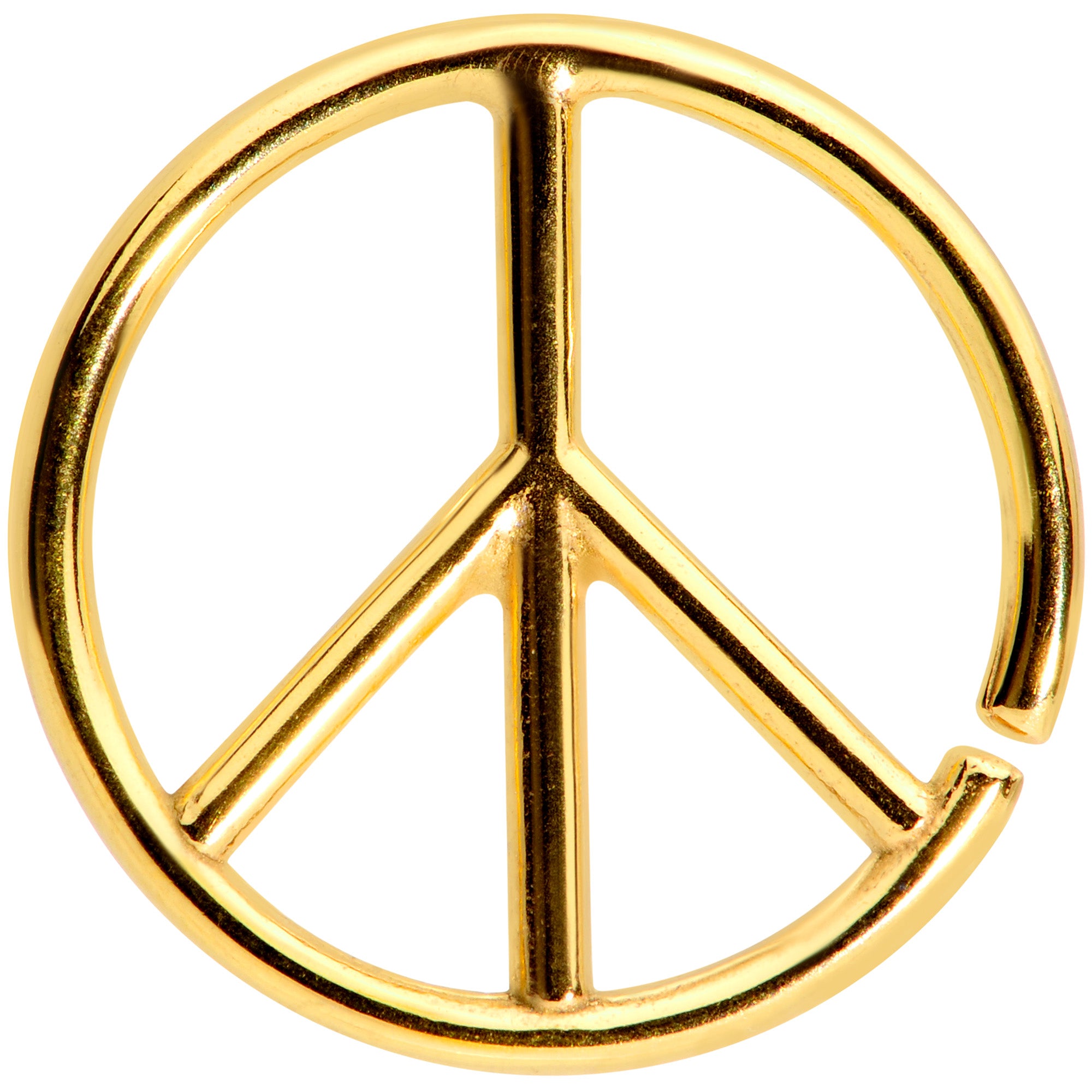 16 Gauge 1/4 Gold Tone Retro Peace Sign Closure Ring