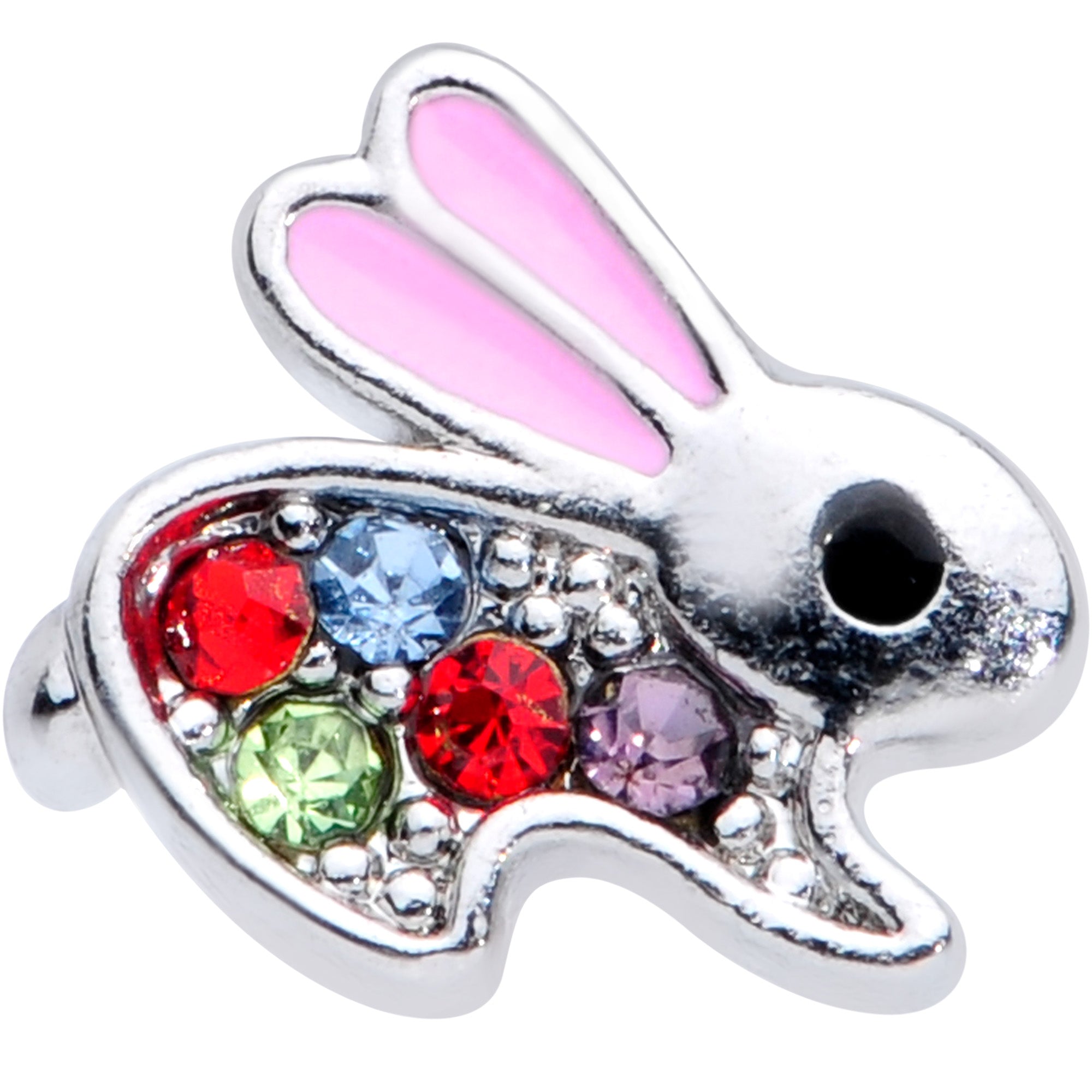 20 Gauge 7mm Red Gem Bunny Rabbit L Shaped Nose Ring