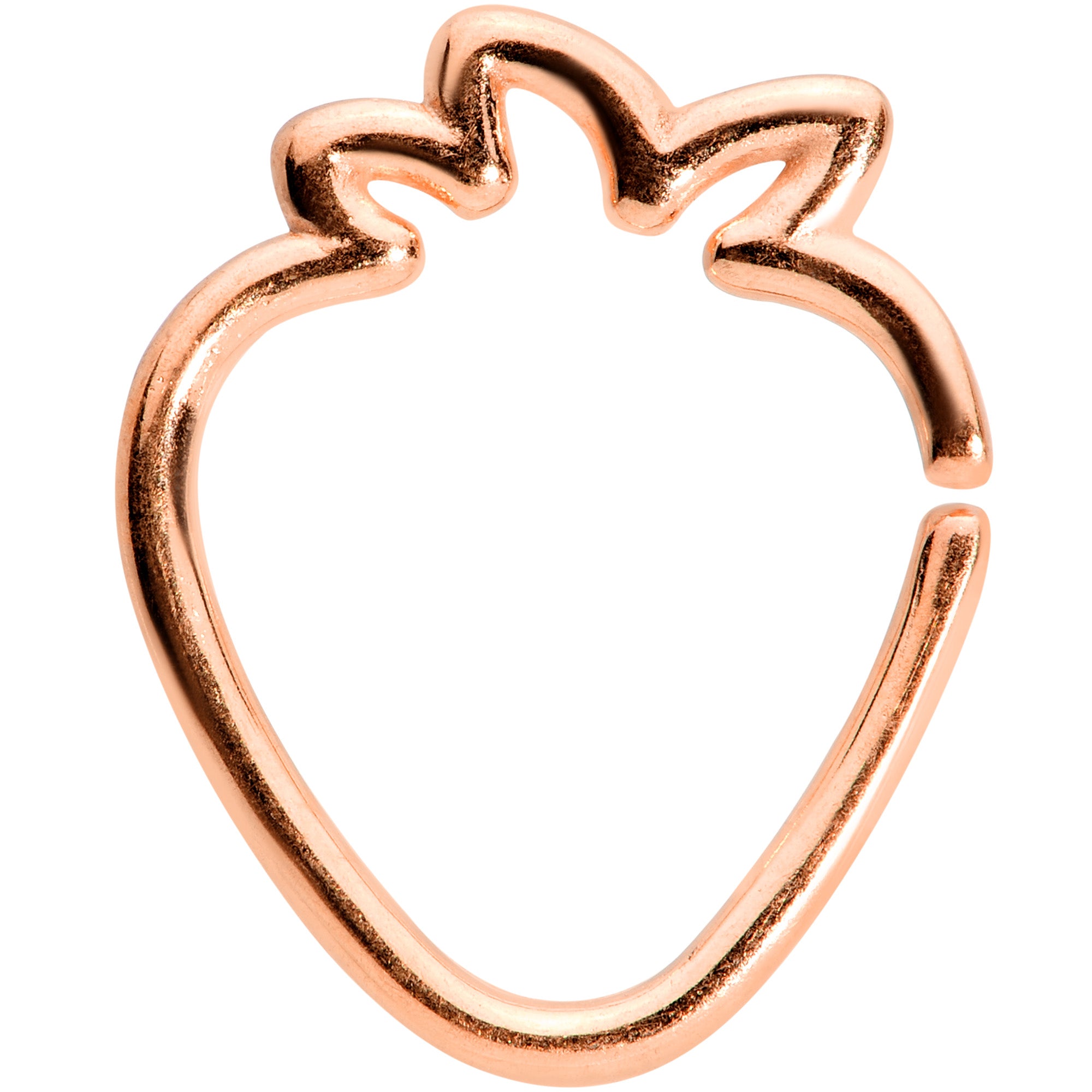 16 Gauge 5/16 Rose Gold Tone Fruit Strawberry Closure Ring