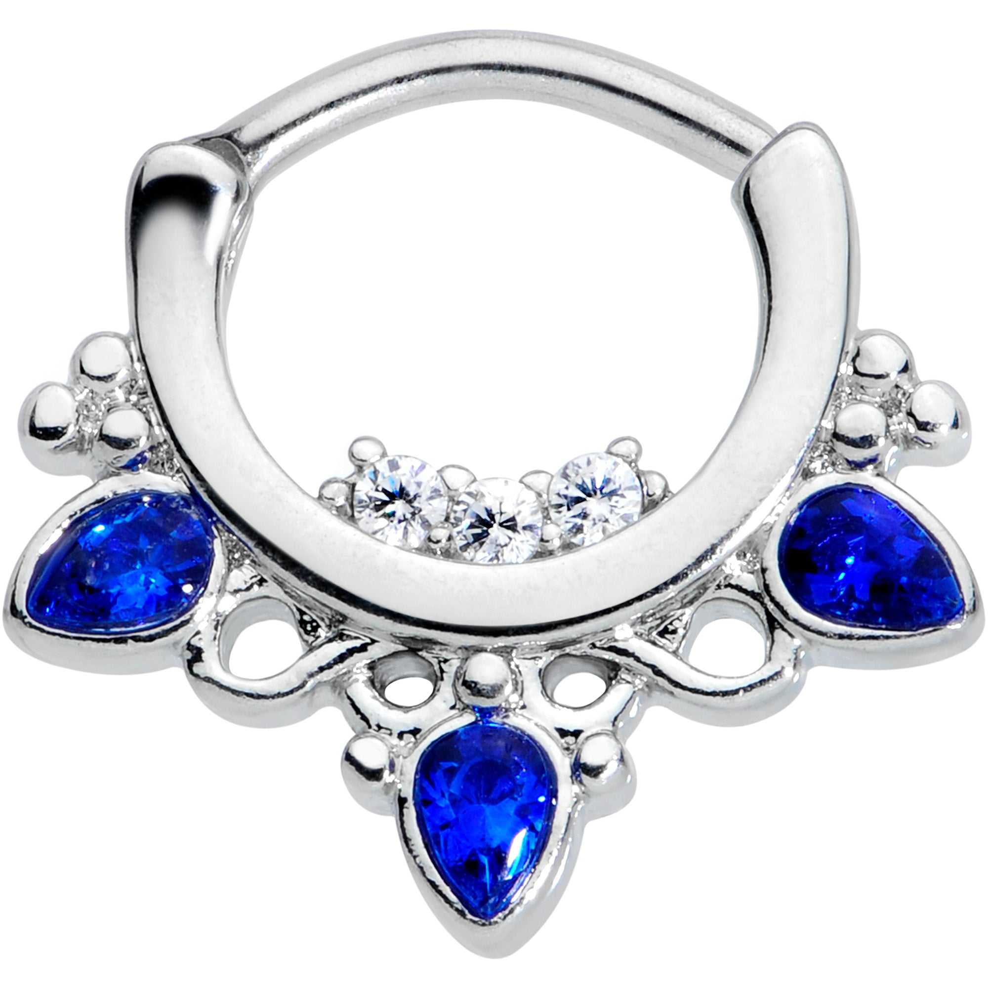 16 Gauge 5/16 Clear Blue Gem Royalty Septum Clicker