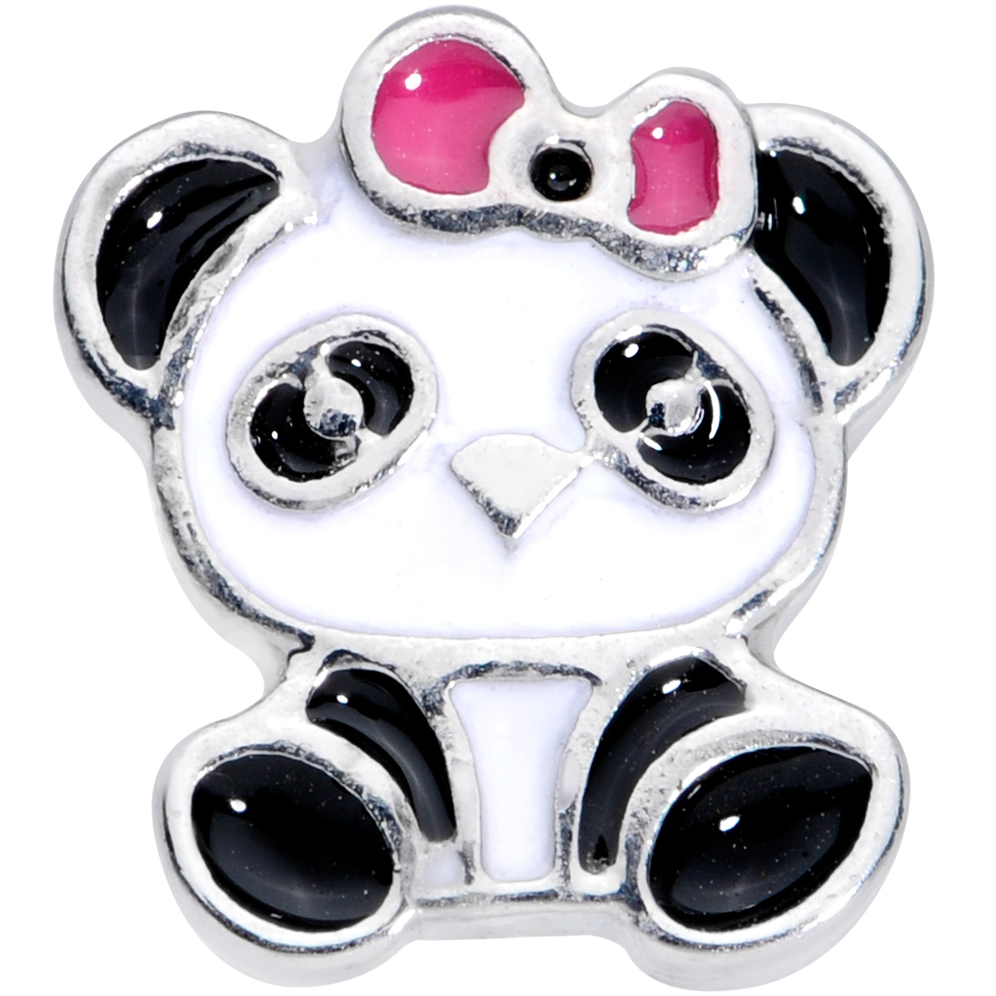 16 Gauge 1/4 Black White Panda Bear Cartilage Tragus Earring