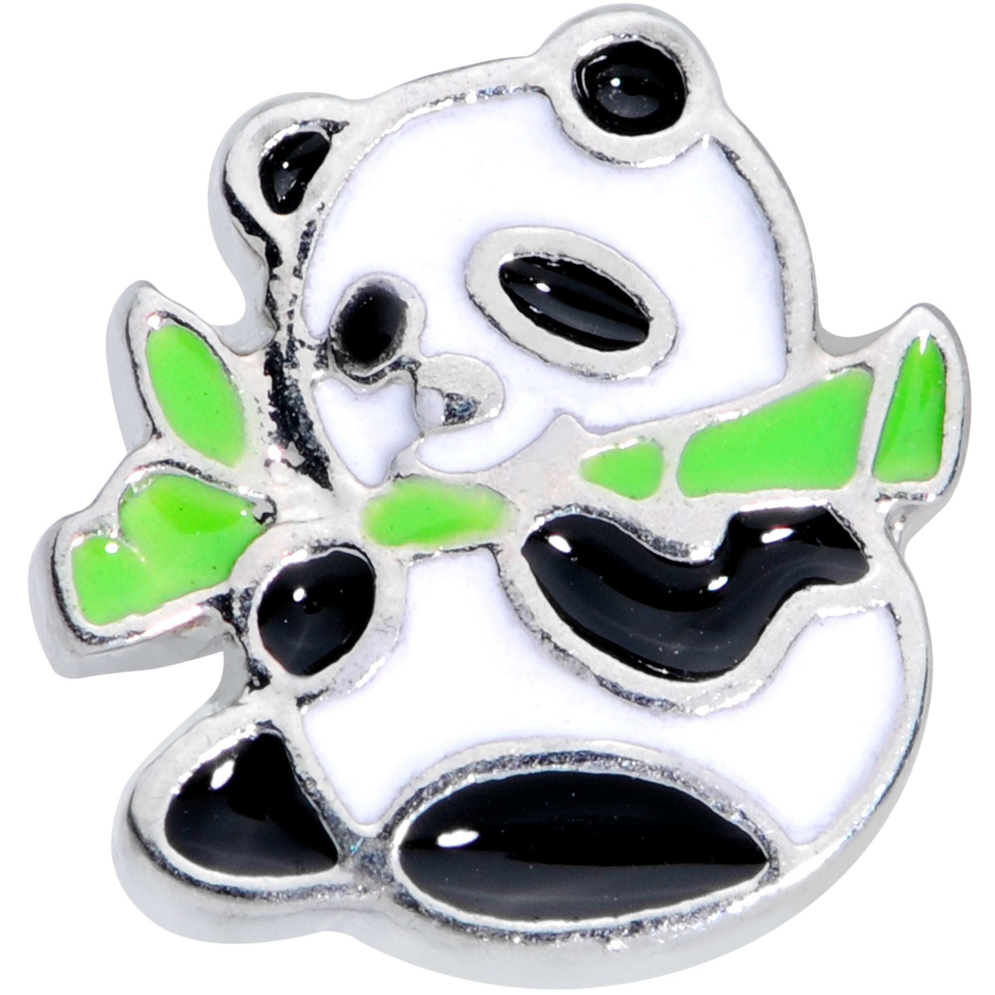 16 Gauge 1/4 Black White Hungry Panda Bear Cartilage Tragus Earring