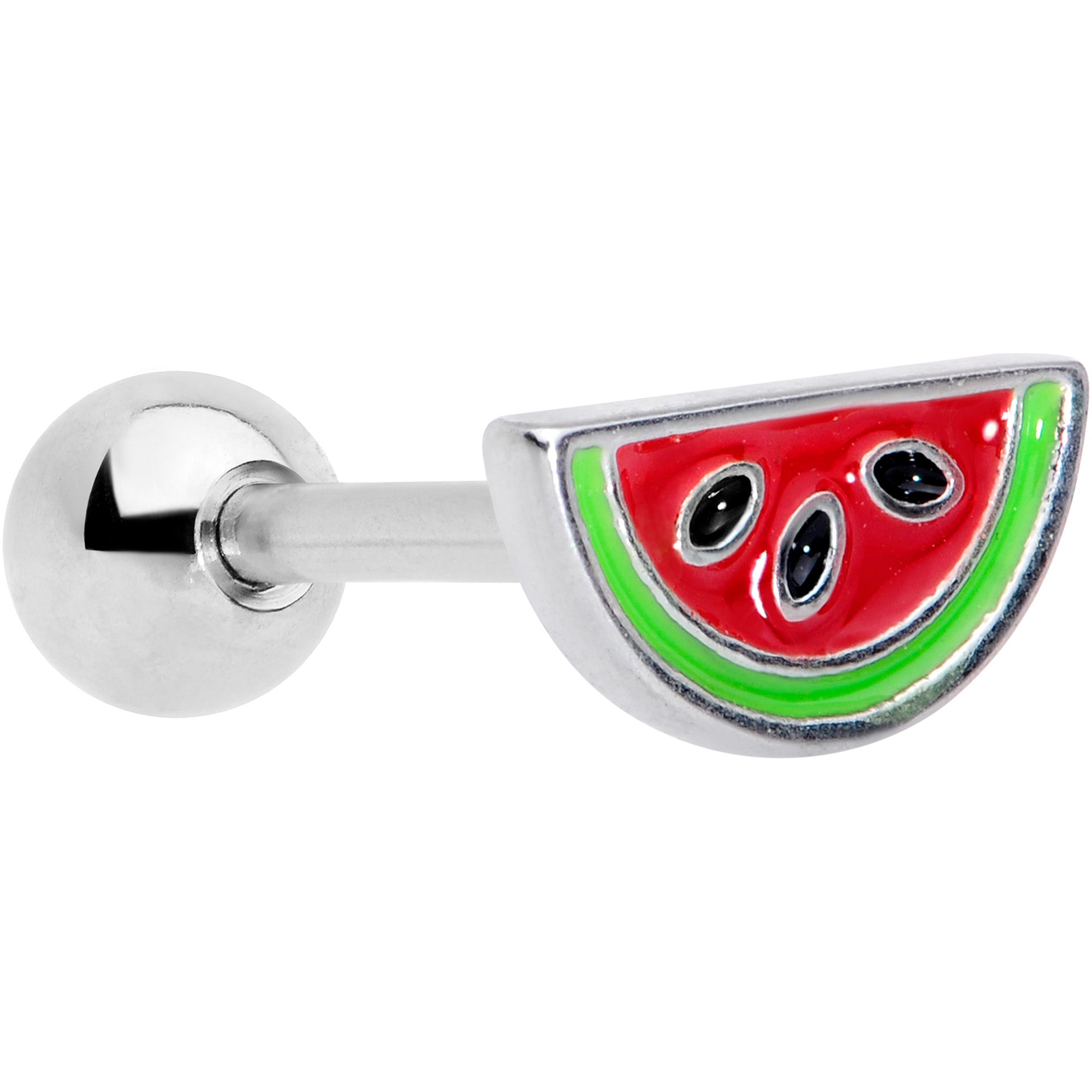 16 Gauge 1/4 Red Green Juicy Watermelon Fruit Cartilage Tragus Earring