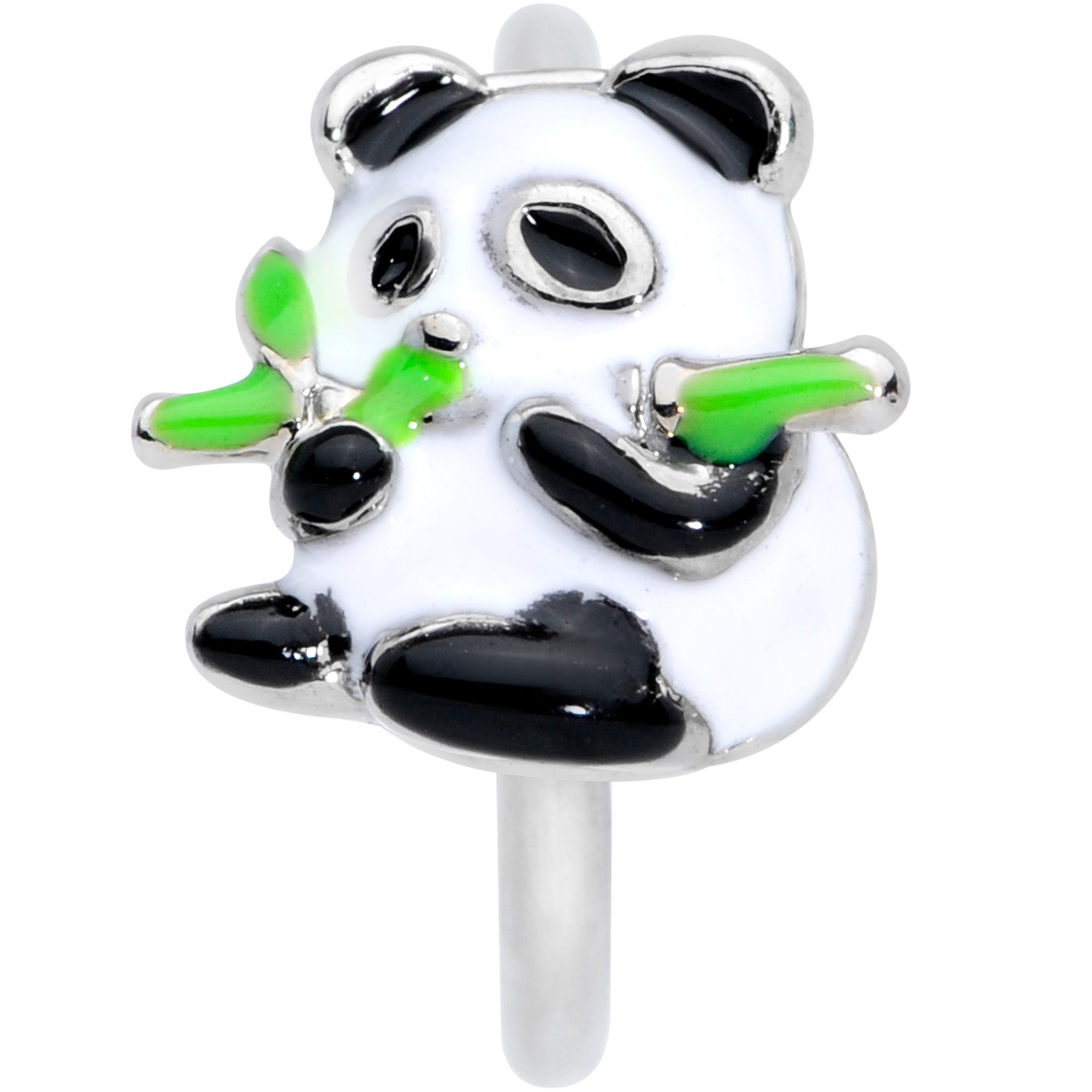 18 Gauge 3/8 Black White Hungry Panda Nose Hoop