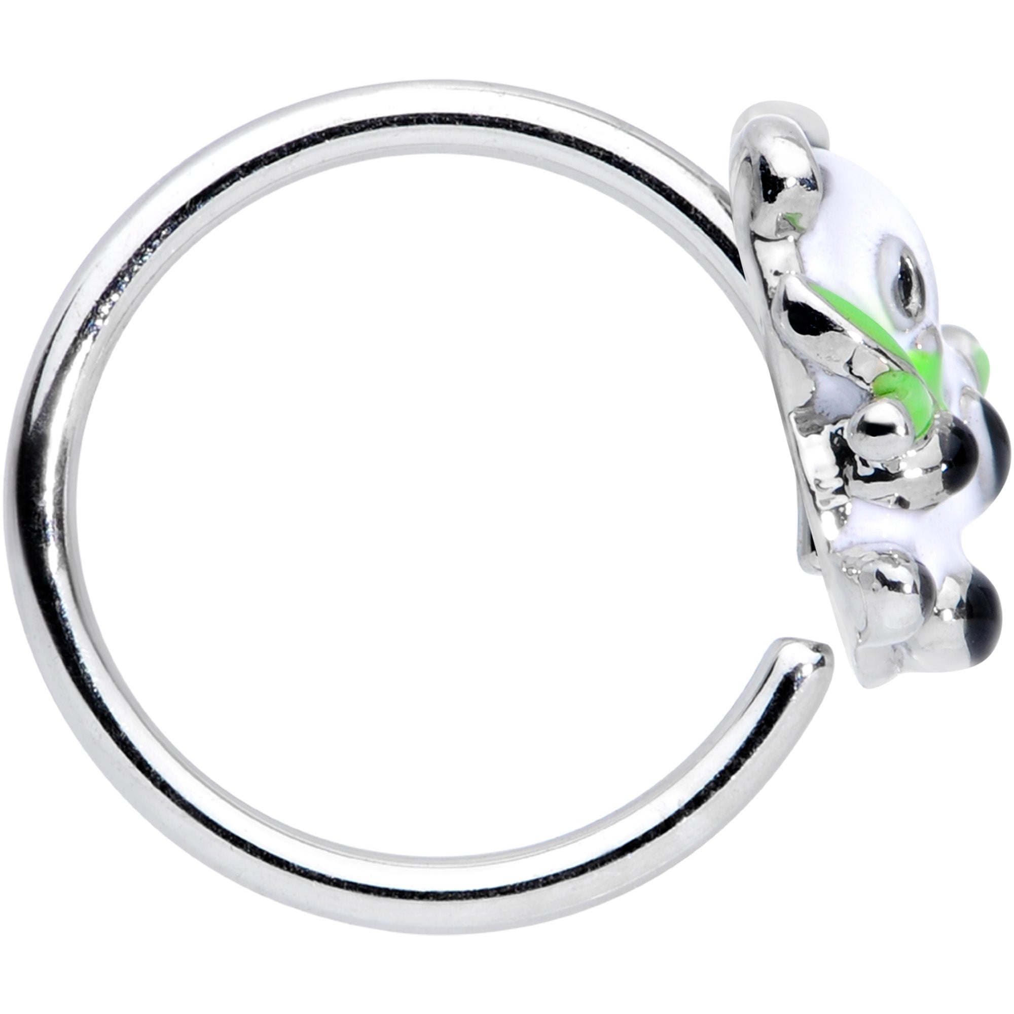 18 Gauge 3/8 Black White Hungry Panda Nose Hoop