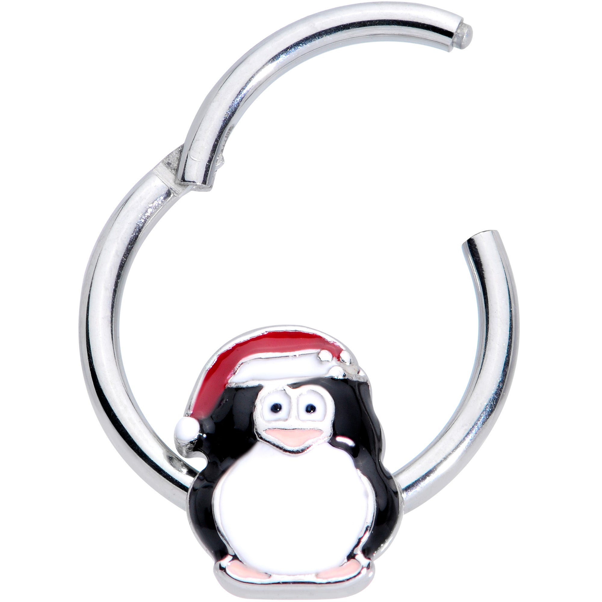 16 Gauge 3/8 Penguin Santa Hat Christmas Hinged Segment Ring