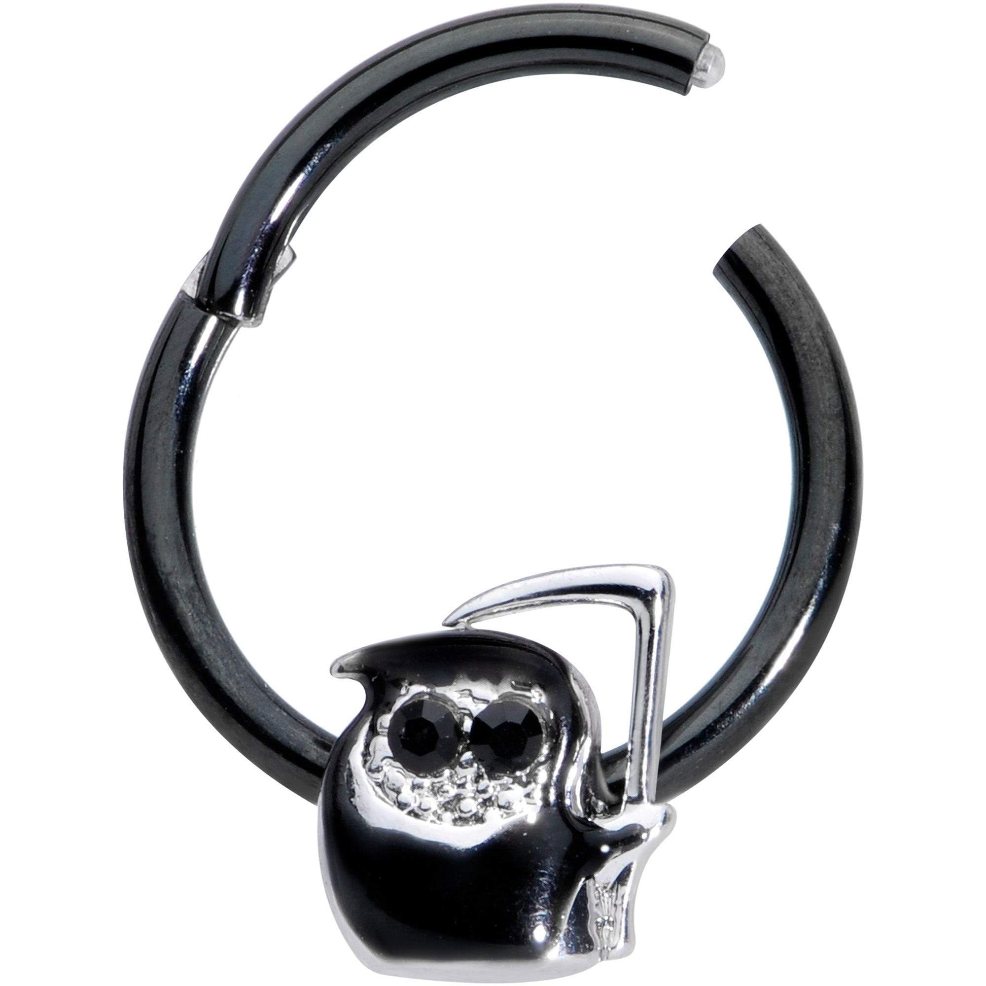 16 Gauge 3/8 Black Gem Grim Reaper Halloween Hinged Segment Ring