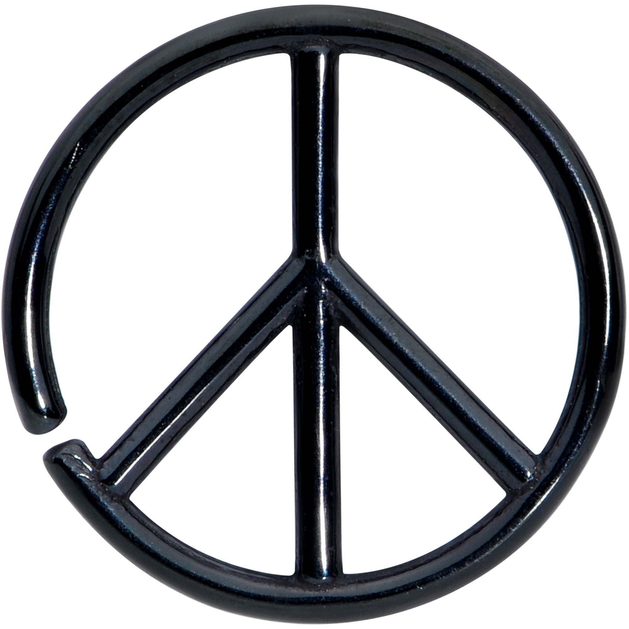 16 Gauge 1/4 Black Retro Peace Sign Closure Ring