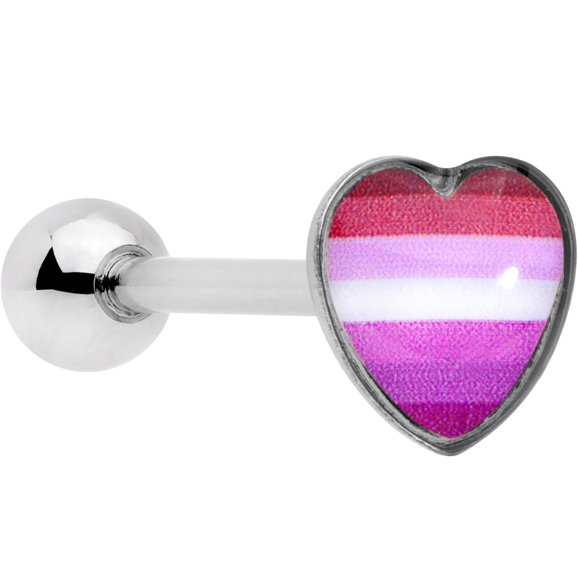 Lesbian Pride Heart Barbell Tongue Ring