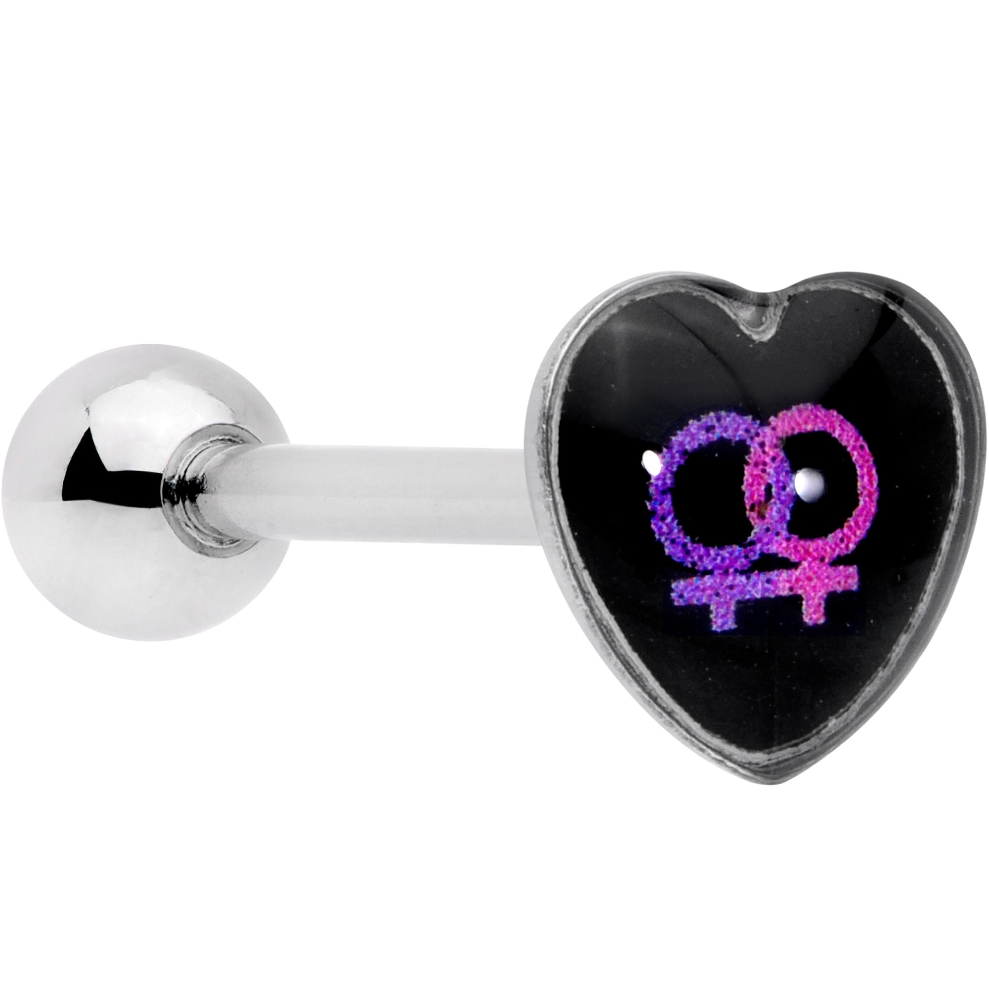 Lesbian Love Heart Barbell Tongue Ring