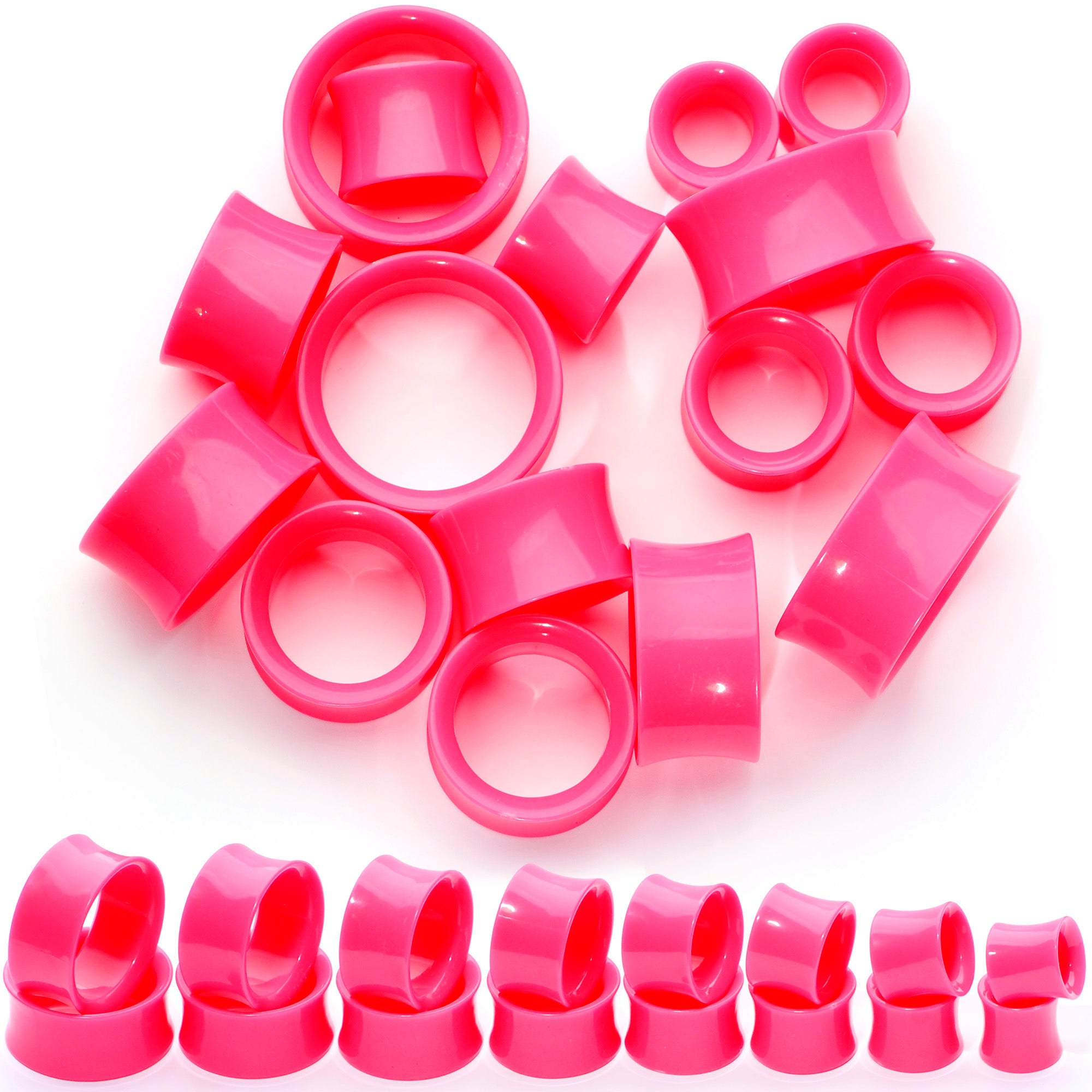 Pink Acrylic UV Saddle Tunnel Plug Set 12mm to 26mm