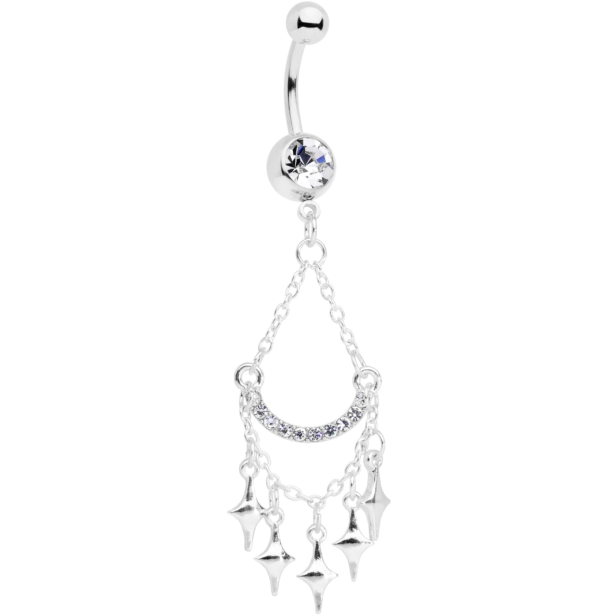 Clear Gem Double Drama Chandelier Dangle Belly Ring