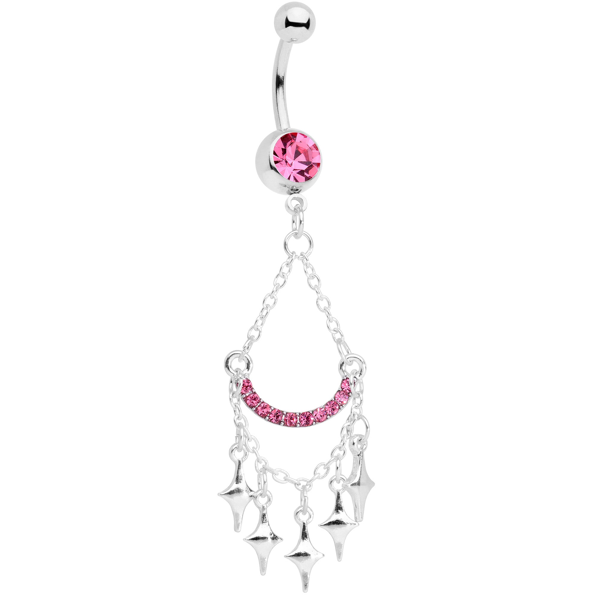 Pink Gem Double Drama Chandelier Dangle Belly Ring