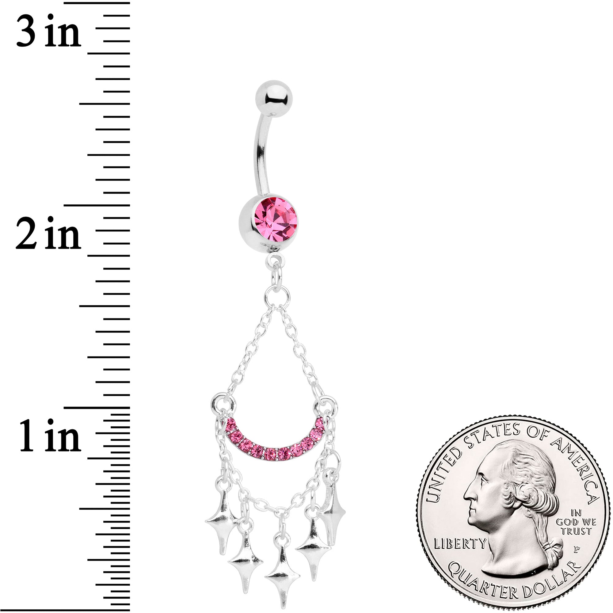 Pink Gem Double Drama Chandelier Dangle Belly Ring