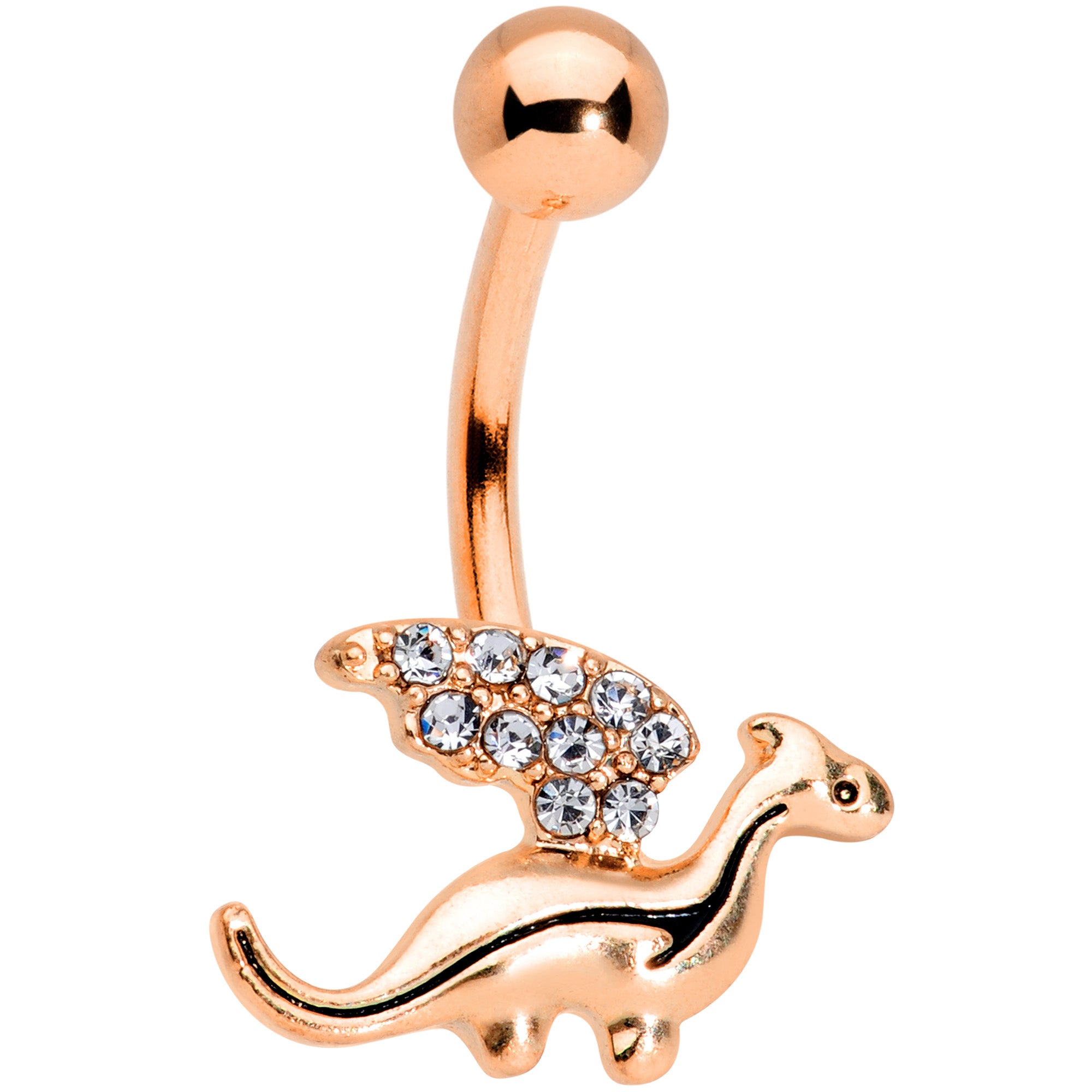 Clear Gem Rose Gold Tone Darling Dragon Belly Ring