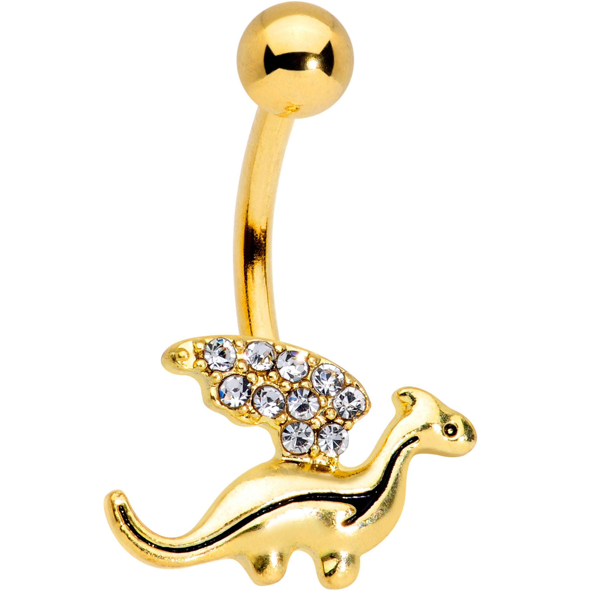 Clear Gem Gold Tone Darling Dragon Belly Ring