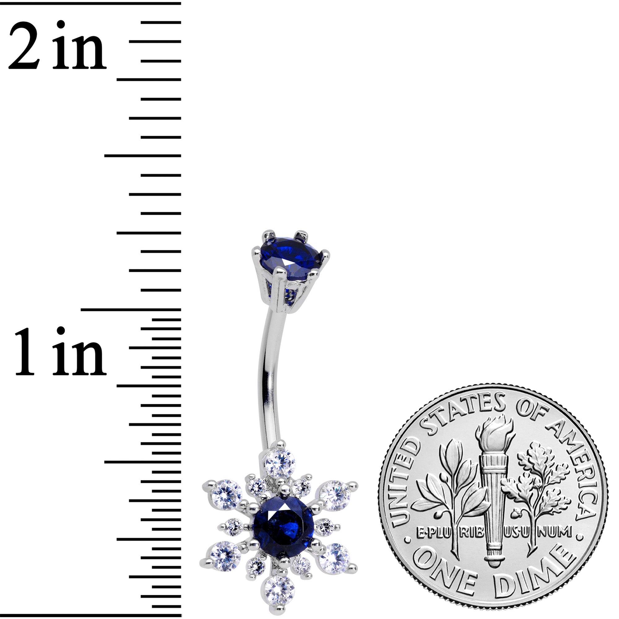 Clear Blue CZ Gem Snowflake Christmas Belly Ring