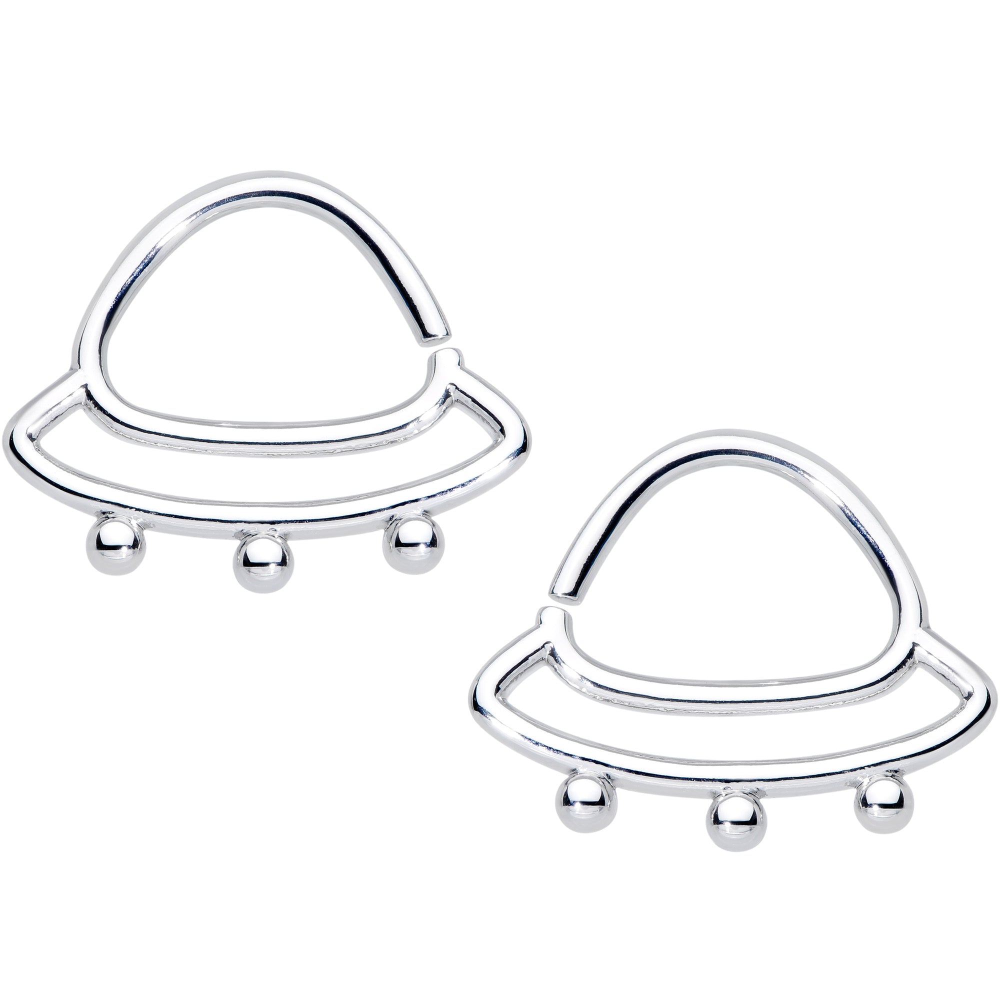 14 Gauge 1/2 Outer Space UFO Nipple Ring Set