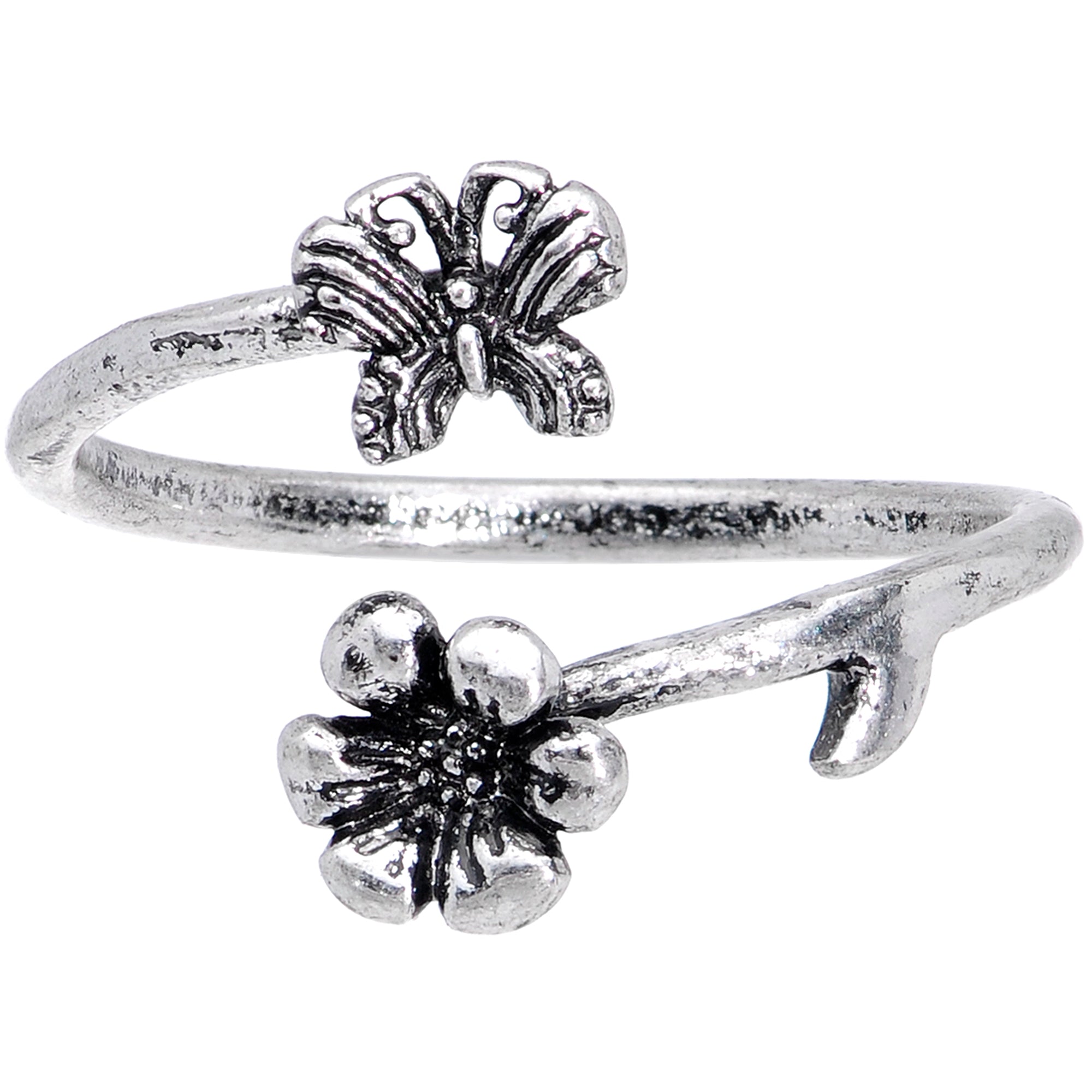 Spring Summer Butterfly Flower Spiral Toe Ring