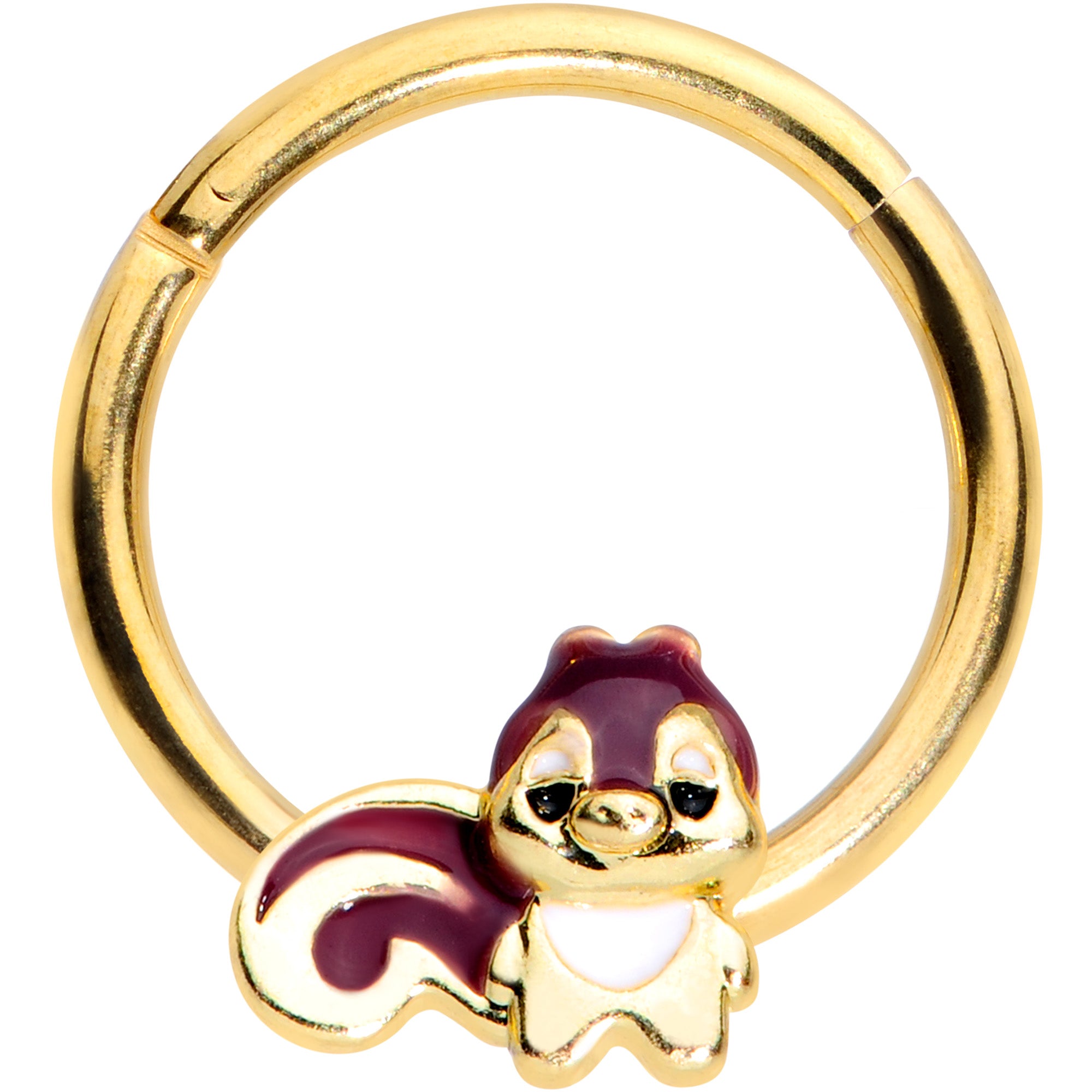 16 Gauge 3/8 Gold Tone Squirrel Hinged Segment Ring