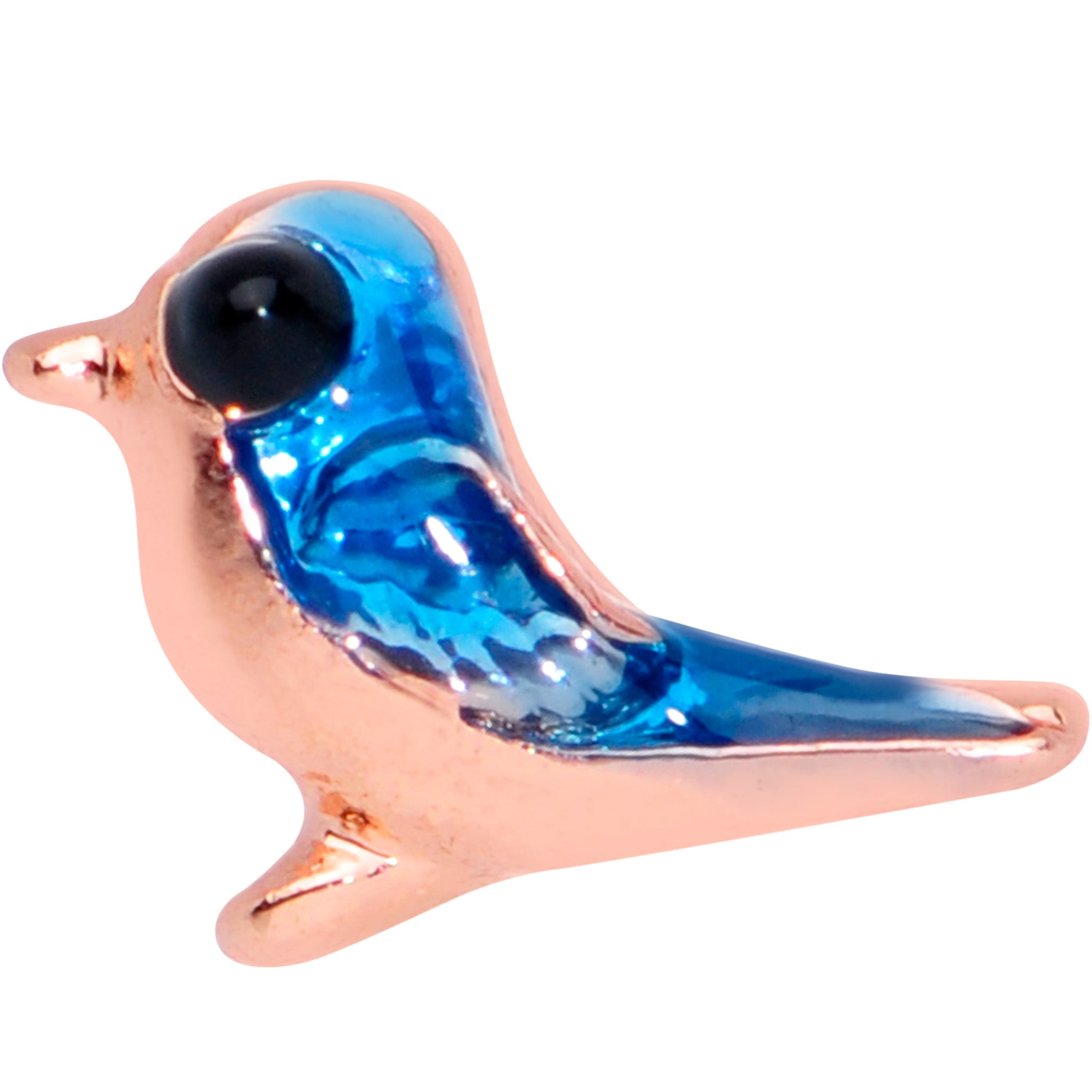 20 Gauge 5/16 Rose Gold Tone Bluebird L Shaped Nose Ring