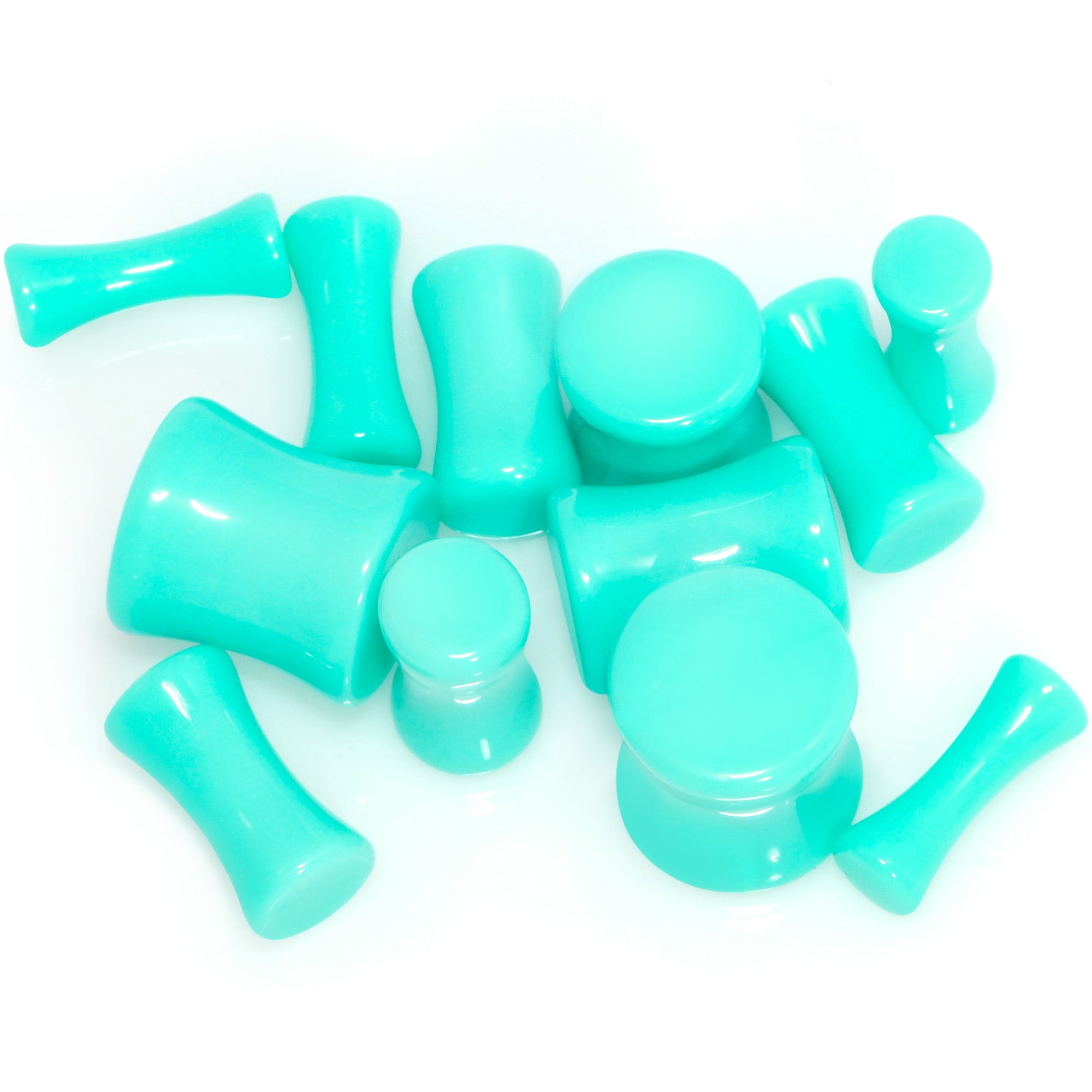 Aqua Acrylic Saddle Plug Set 8 Gauge to 00 Gauge